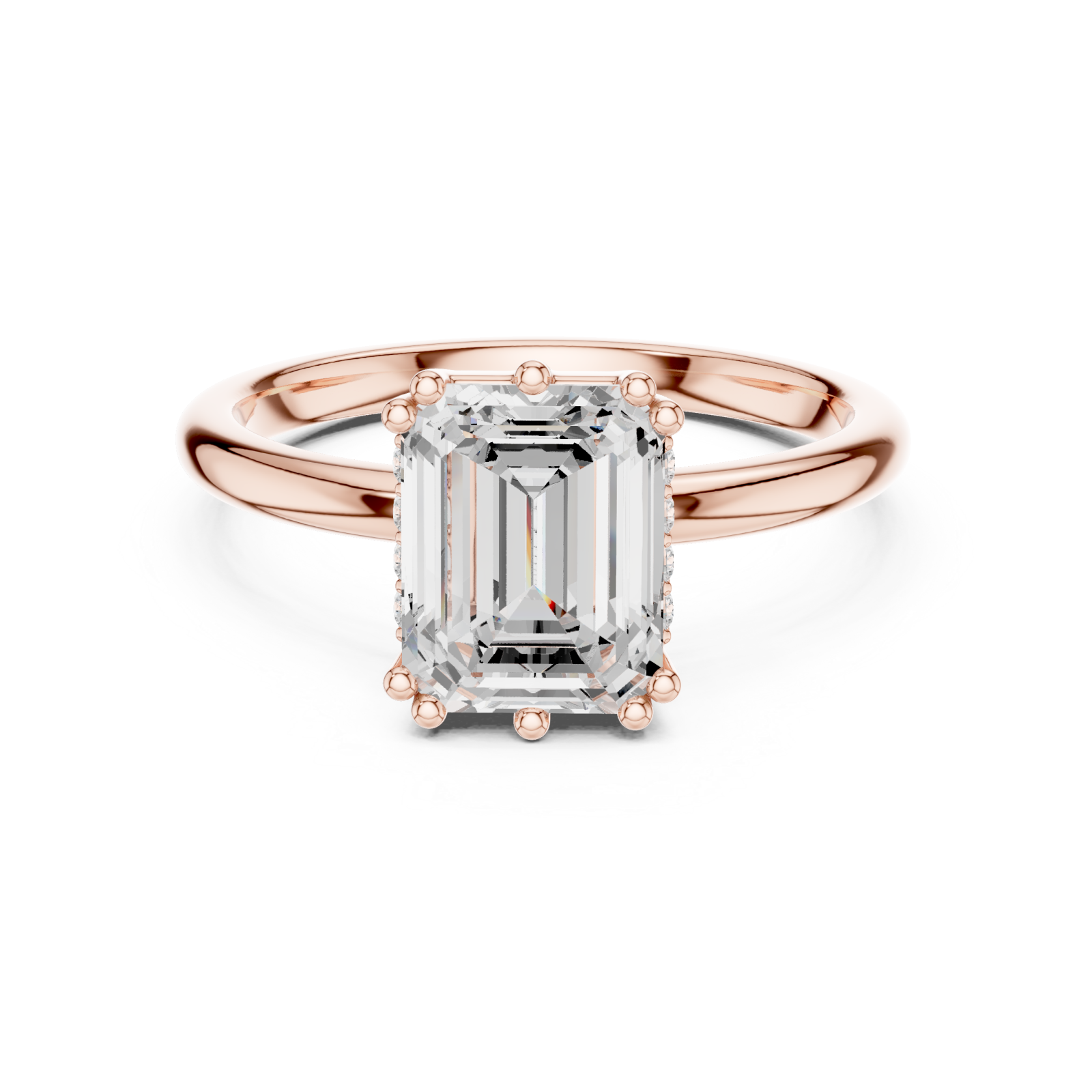  Rose Gold Eternal Arc Radiance Statement Solitaire Ring Front View