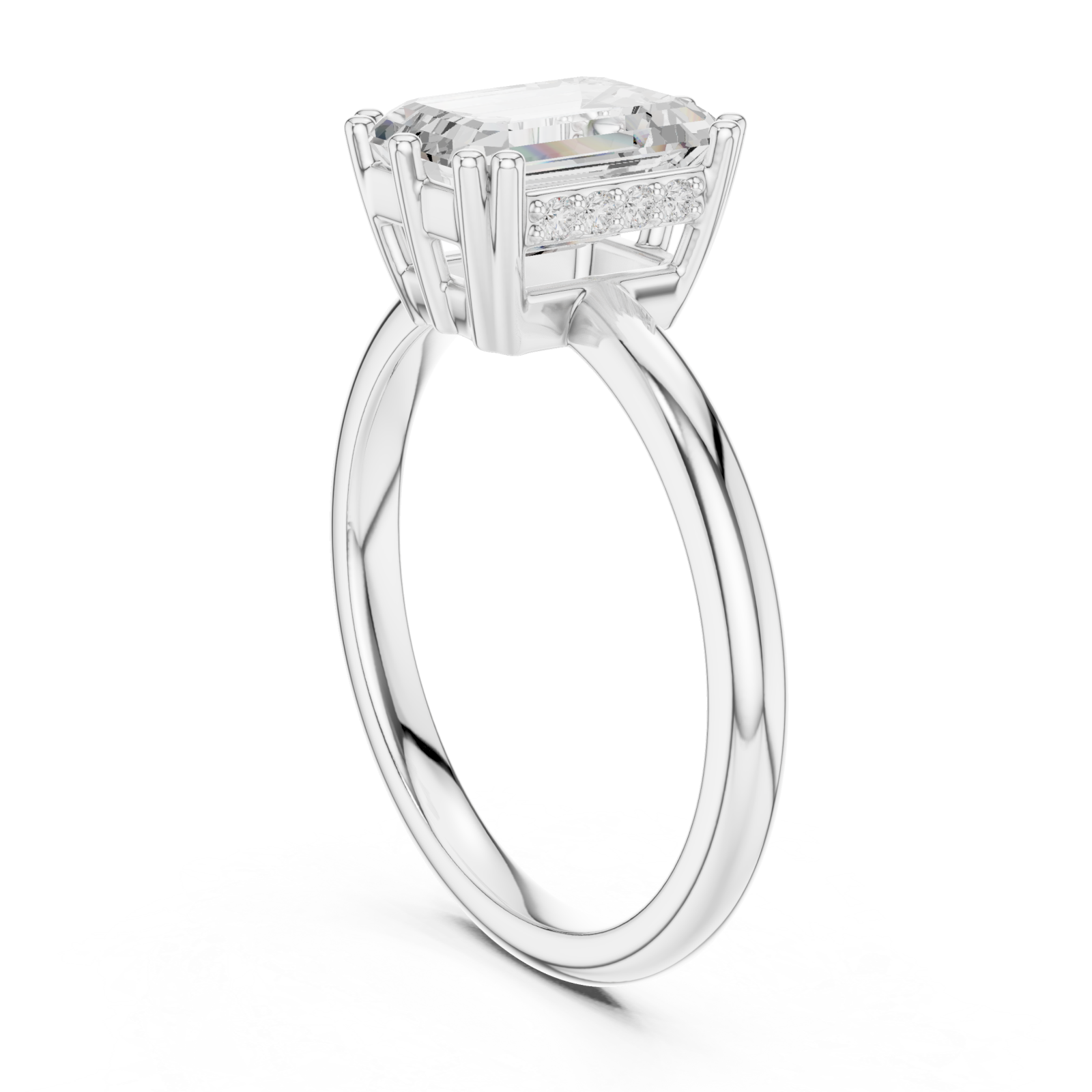  White Gold Eternal Arc Radiance Statement Solitaire Ring Left View