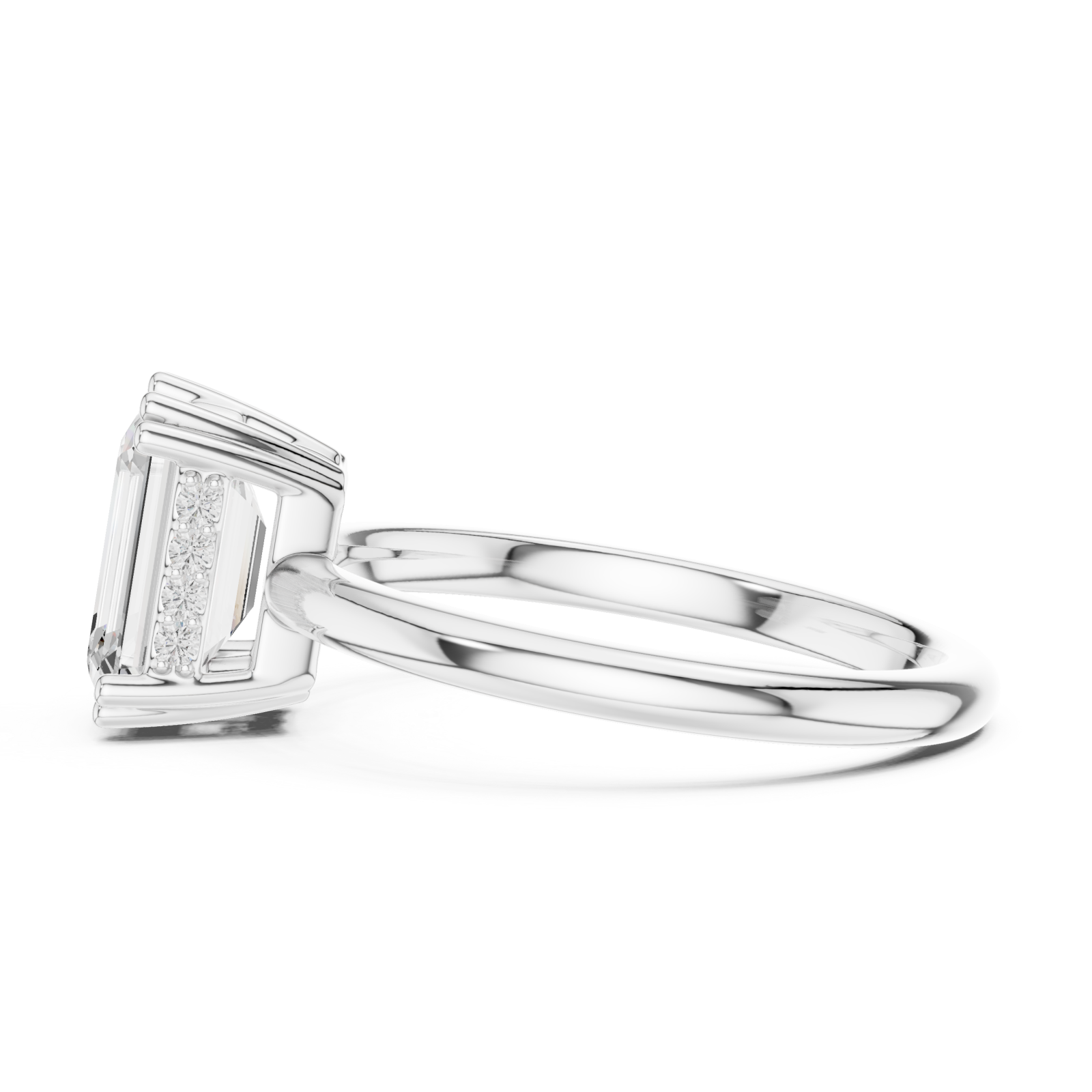  White Gold Eternal Arc Radiance Statement Solitaire Ring Side View