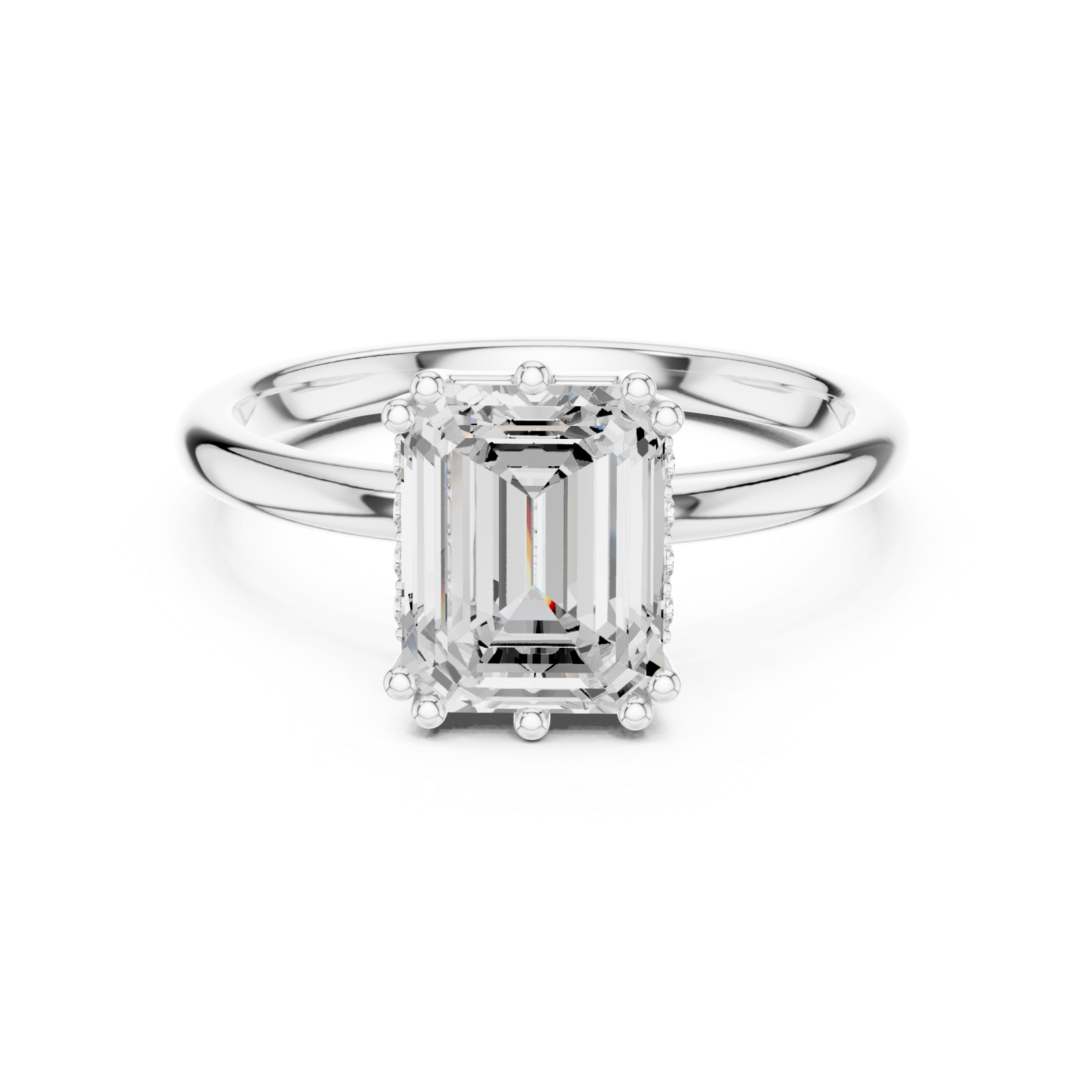  White Gold Eternal Arc Radiance Statement Solitaire Ring Front View