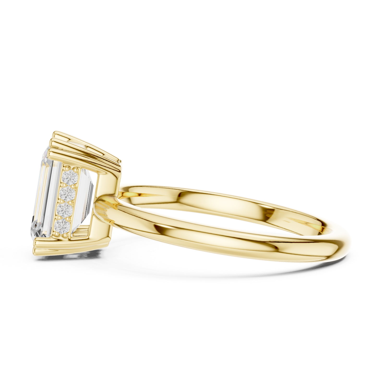  Gold Eternal Arc Radiance Statement Solitaire Ring Side View