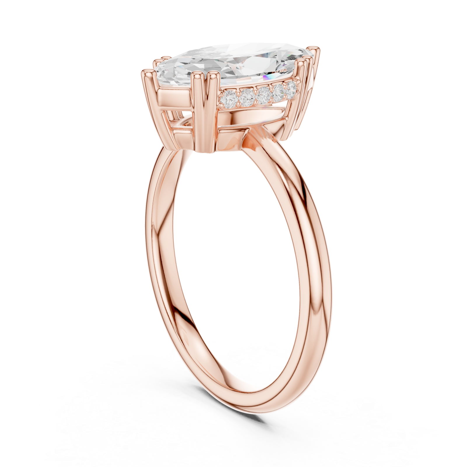  Rose Gold Vivid Marquise Luster Ring Left View