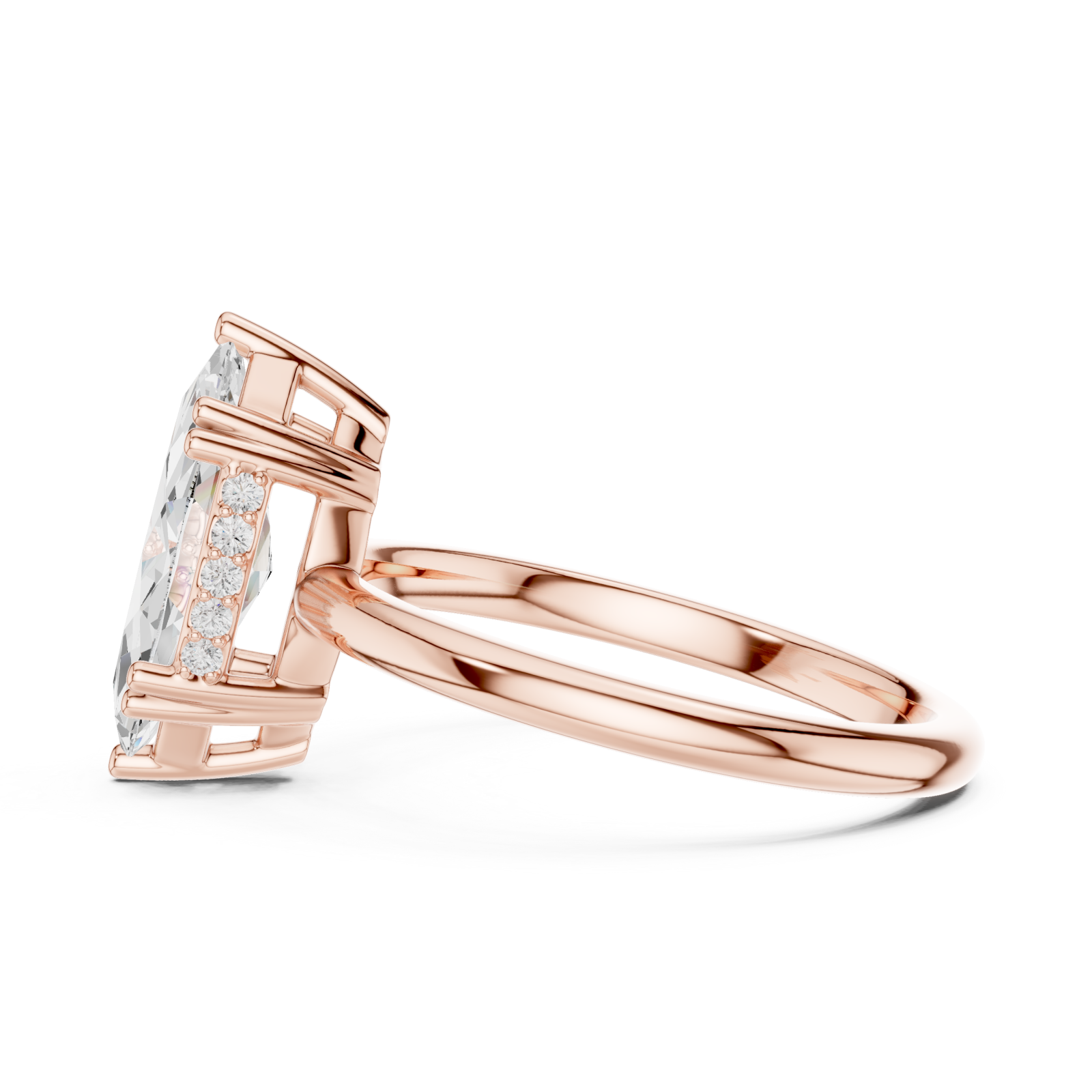  Rose Gold Vivid Marquise Luster Ring Side View