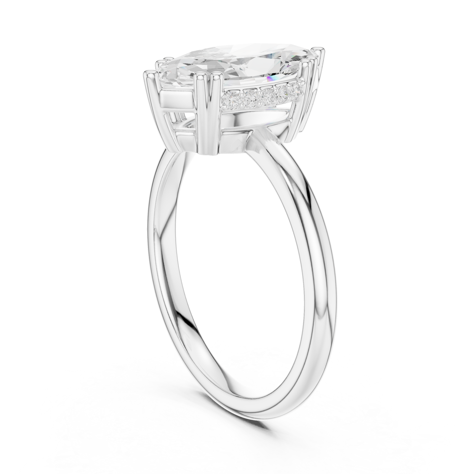  White Gold Vivid Marquise Luster Ring Left View