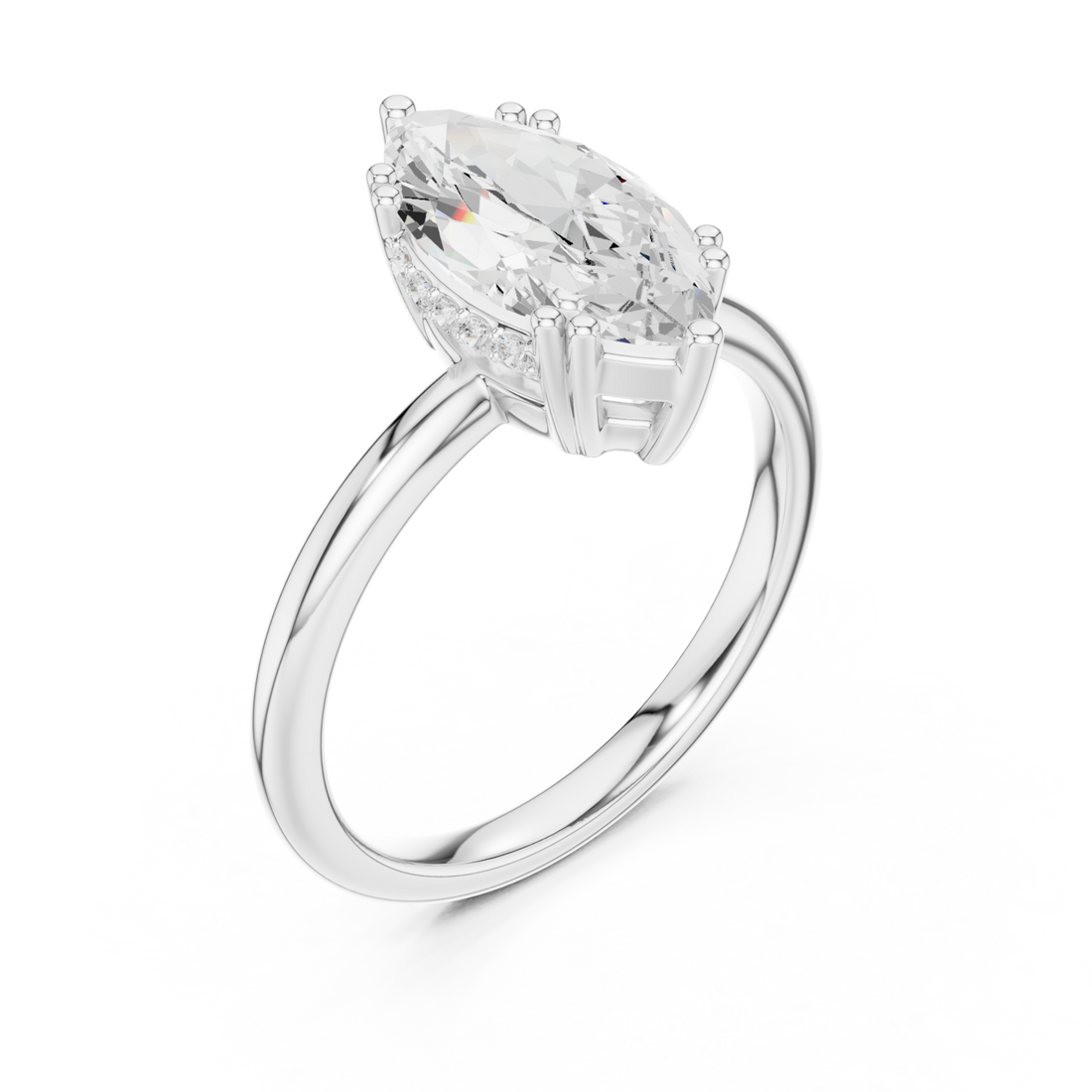  White Gold Vivid Marquise Luster Ring Right View