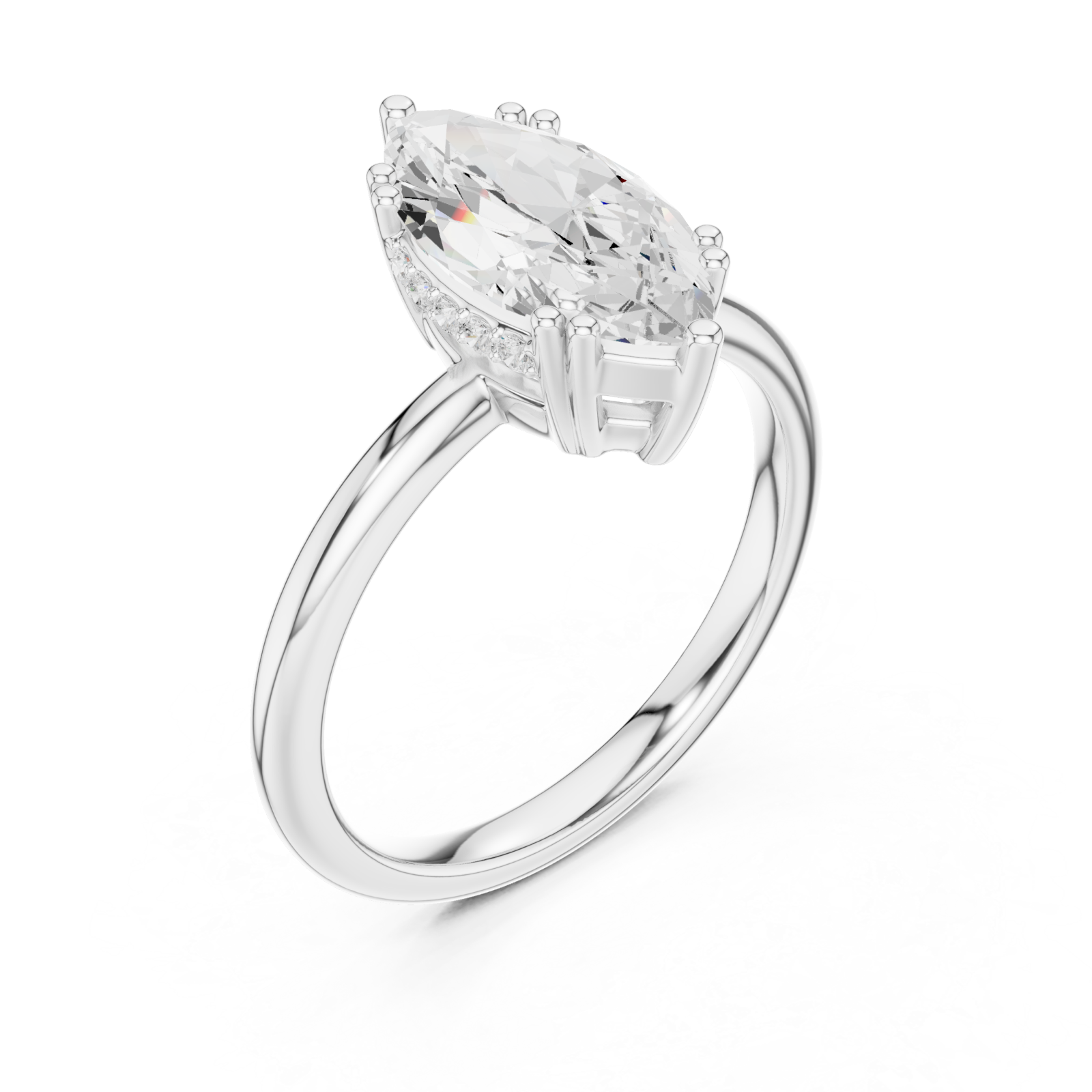  White Gold Vivid Marquise Luster Ring Right View