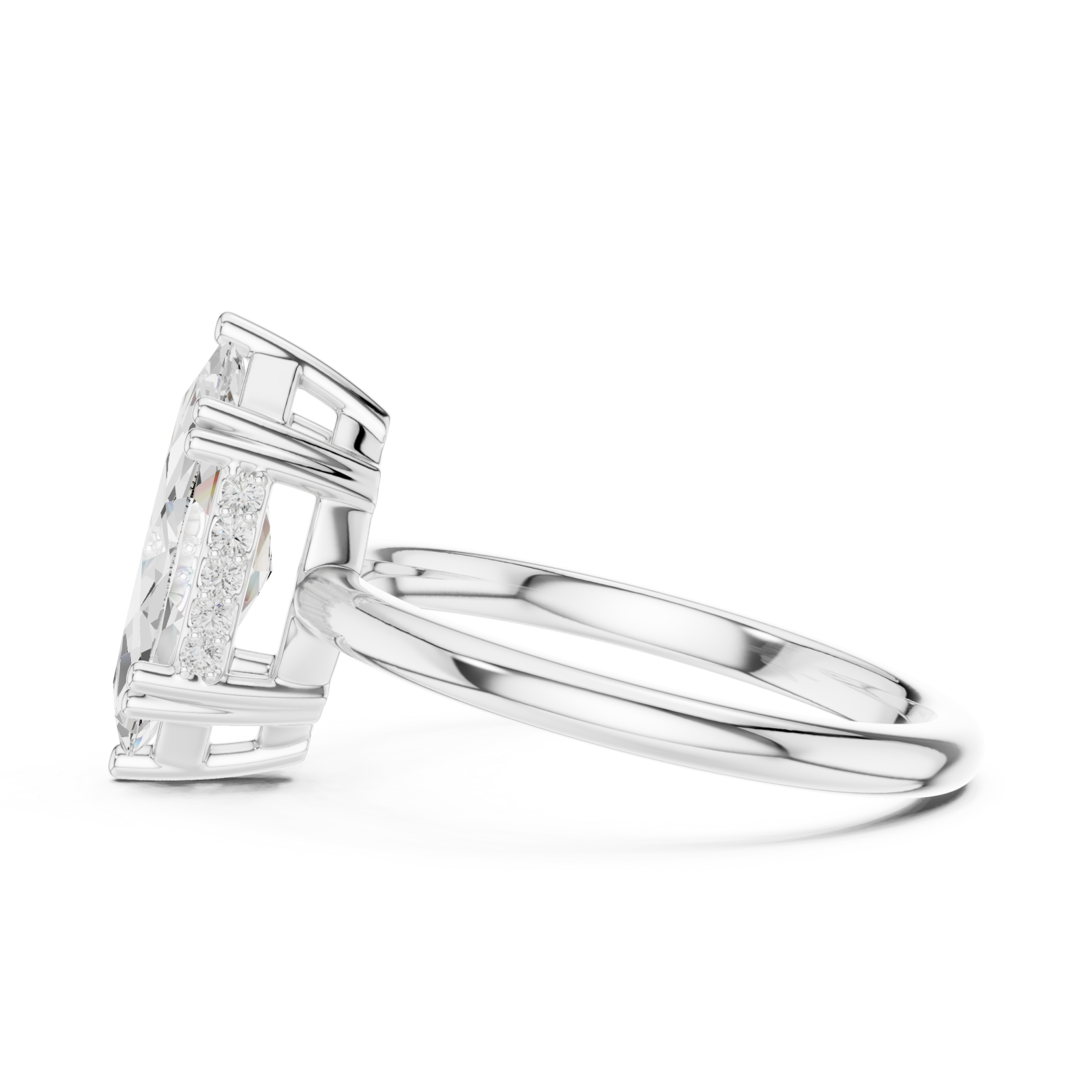  White Gold Vivid Marquise Luster Ring Side View