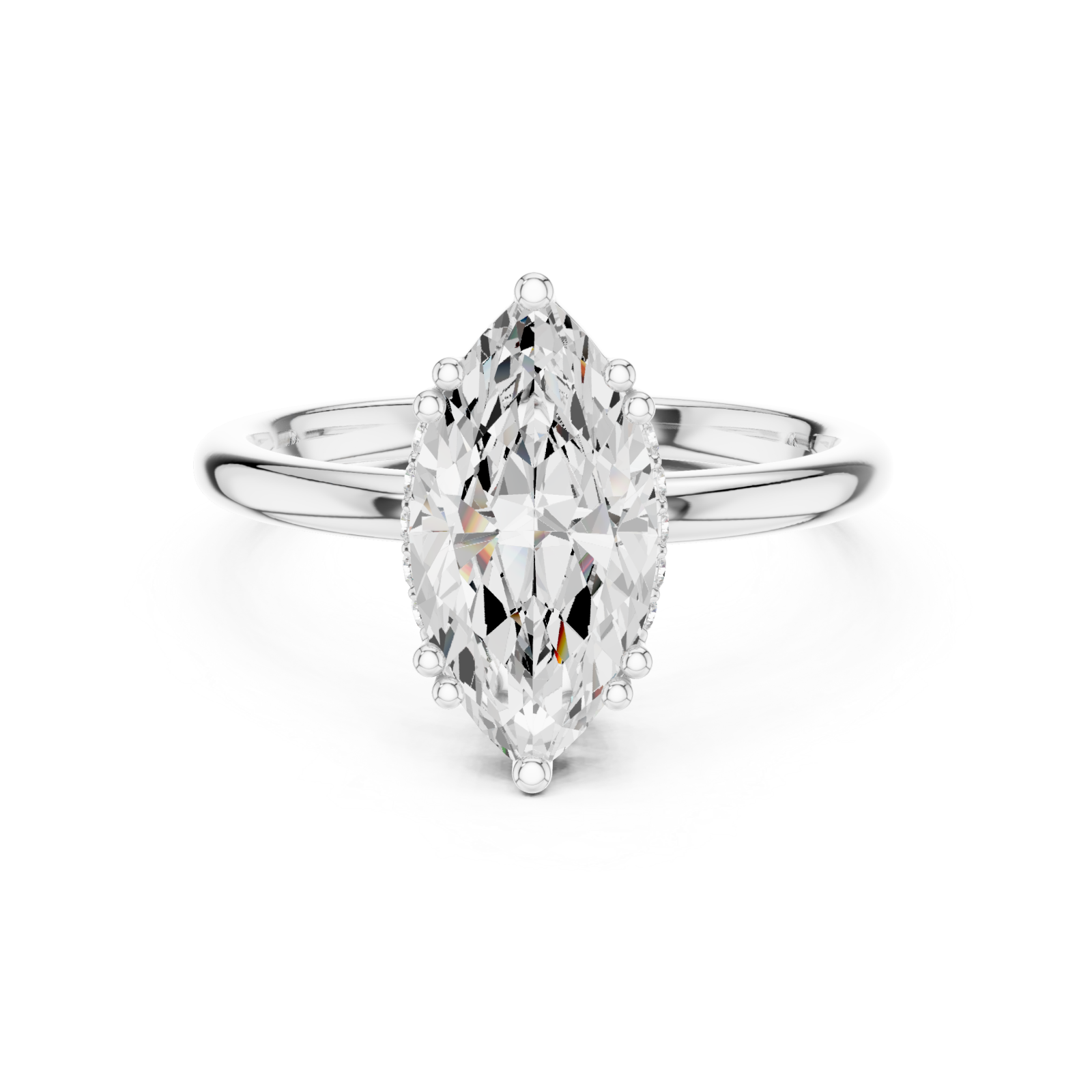  White Gold Vivid Marquise Luster Ring Front View
