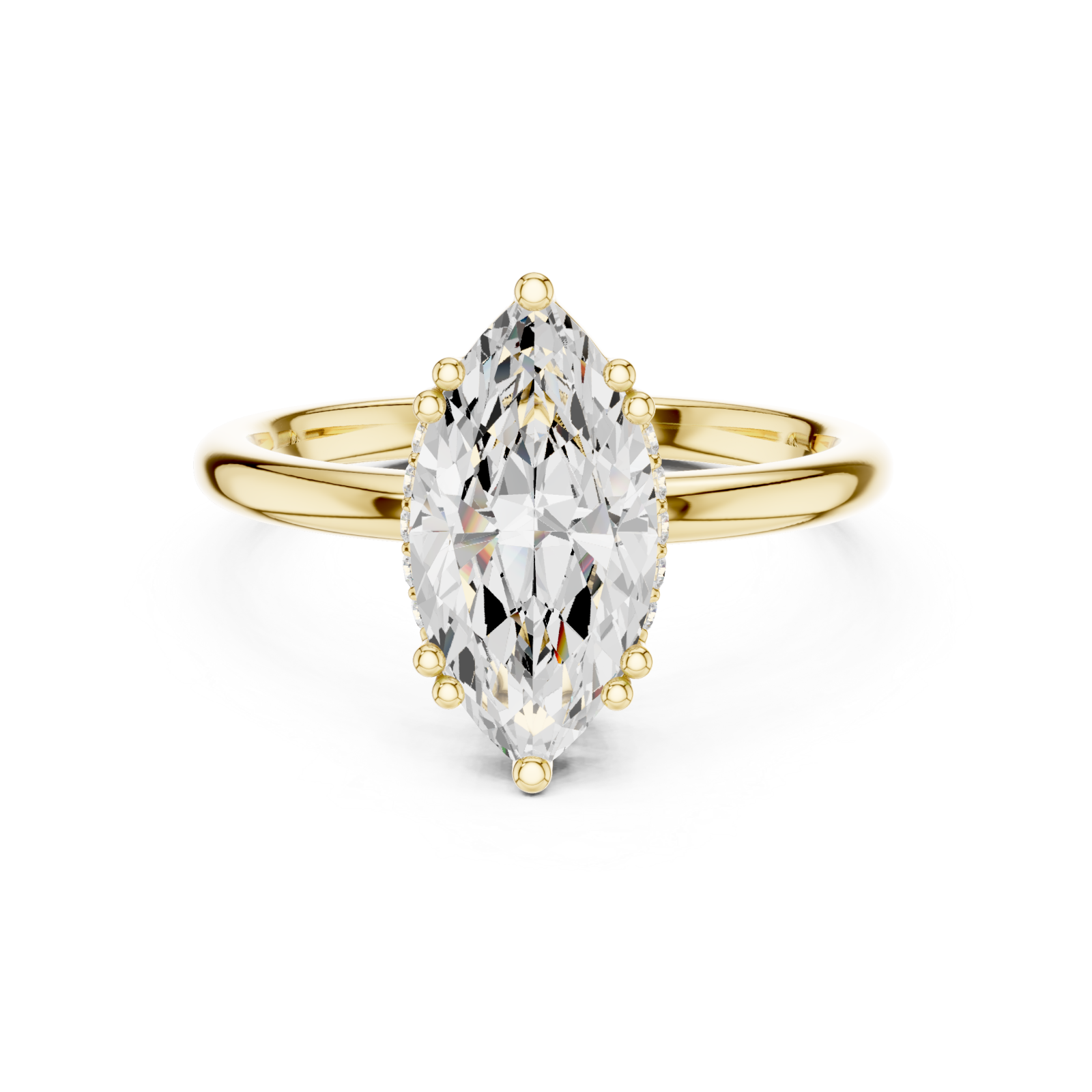  Gold Vivid Marquise Luster Ring Front View