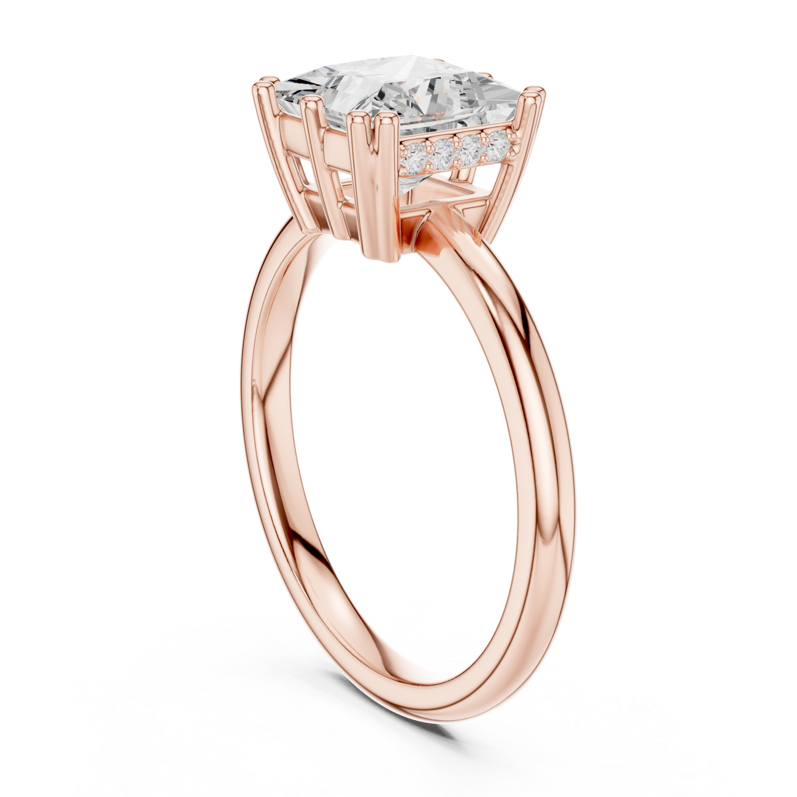  Rose Gold Lustrous Square Legacy Engagement Ring Left View