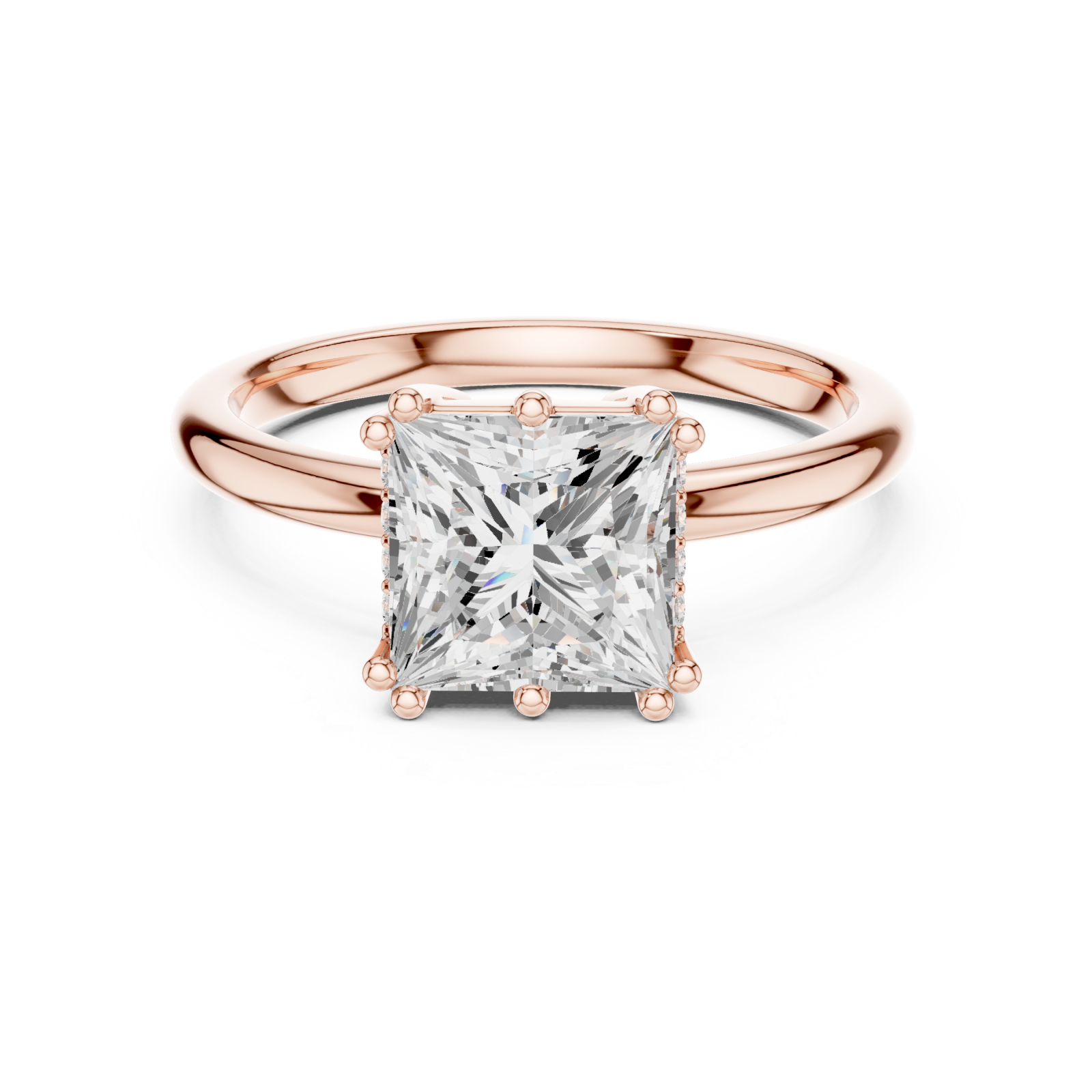  Rose Gold Lustrous Square Legacy Engagement Ring Front View