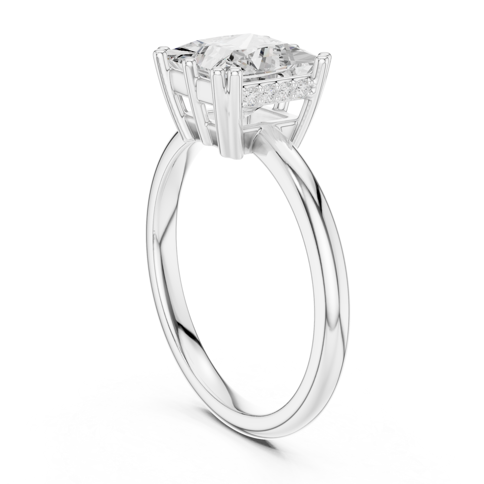  White Gold Lustrous Square Legacy Engagement Ring Left View
