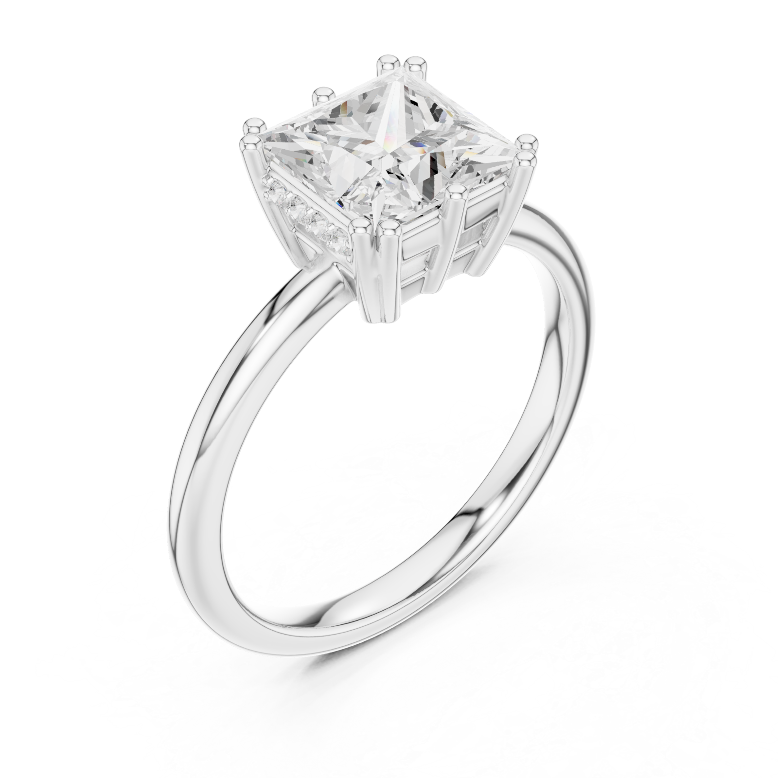  White Gold Lustrous Square Legacy Engagement Ring Right View