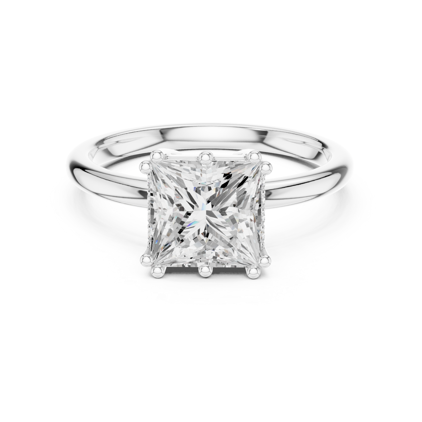  White Gold Lustrous Square Legacy Engagement Ring Front View