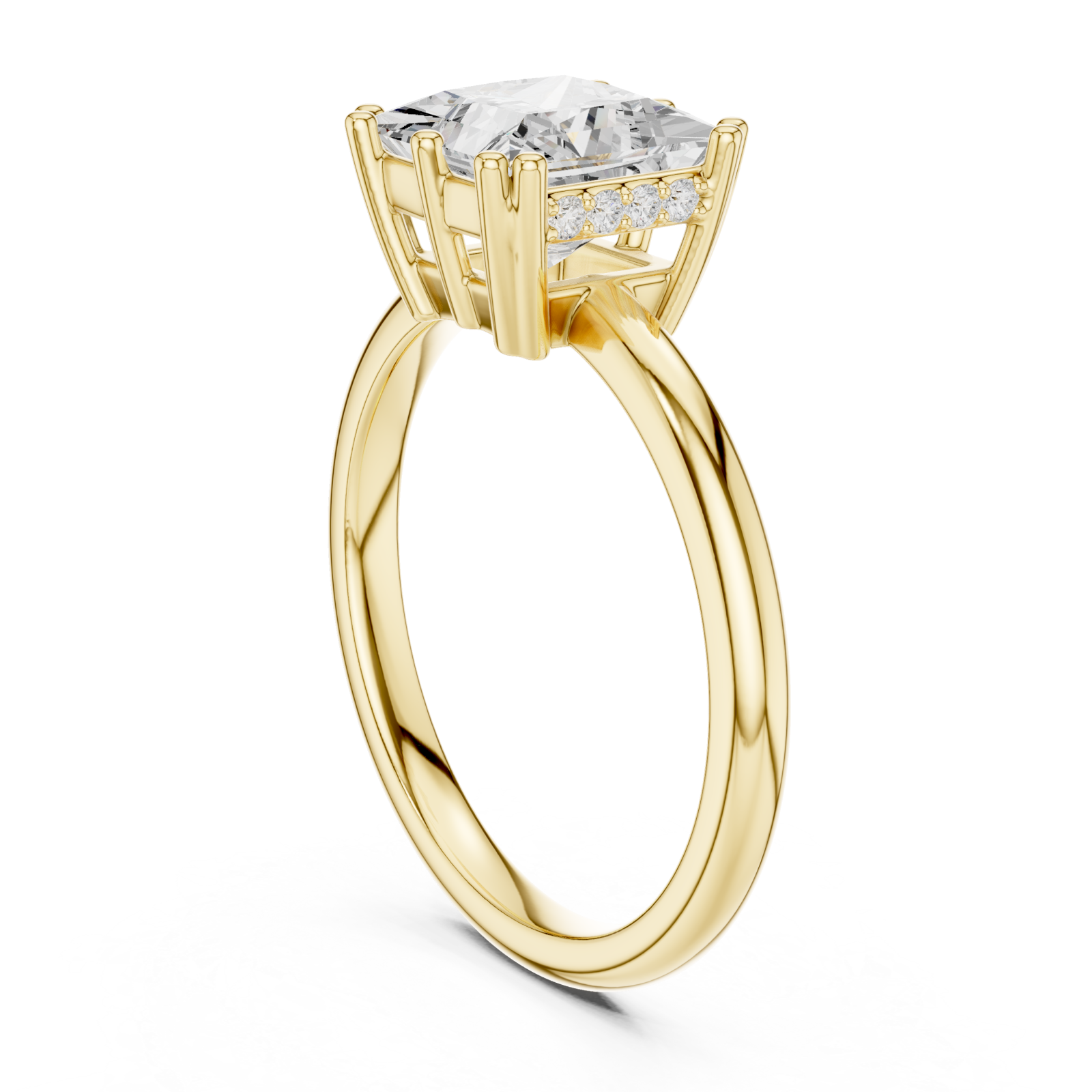  Gold Lustrous Square Legacy Engagement Ring Left View