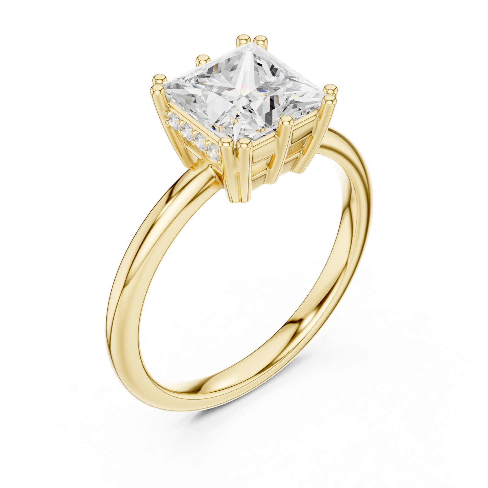 Gold Lustrous Square Legacy Engagement Ring Right View