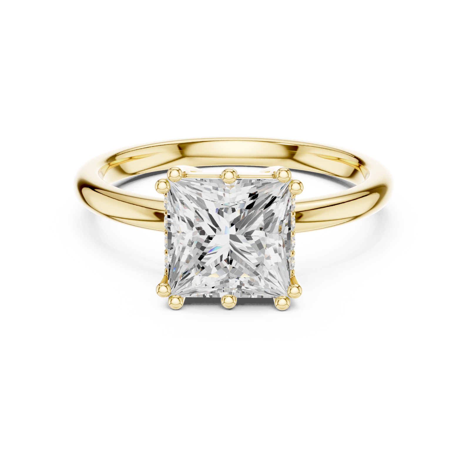  Gold Lustrous Square Legacy Engagement Ring Front View