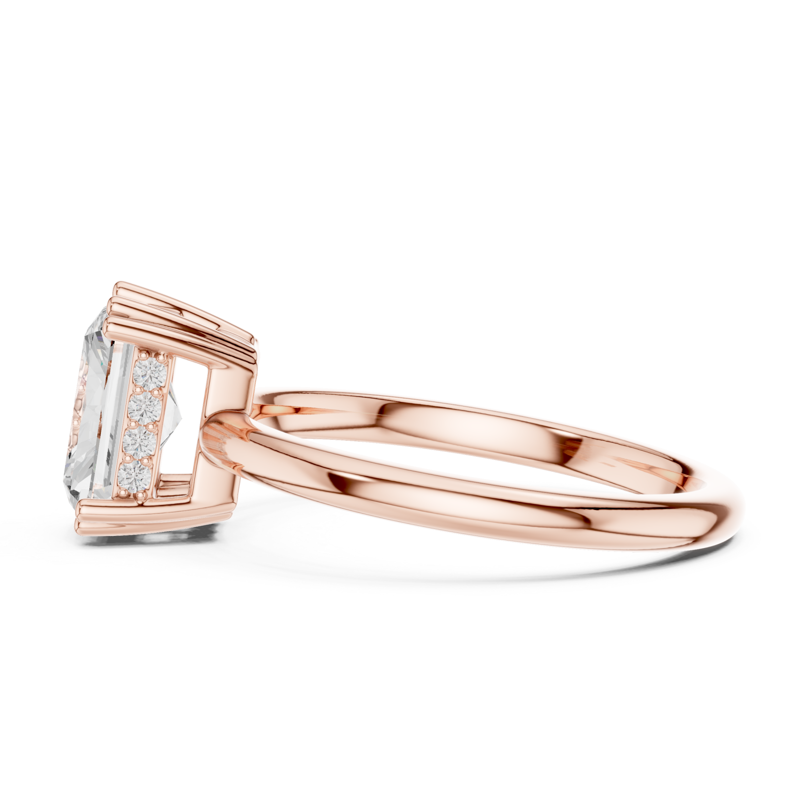 Rose Gold Serene Horizon Solitaire Ring Side View
