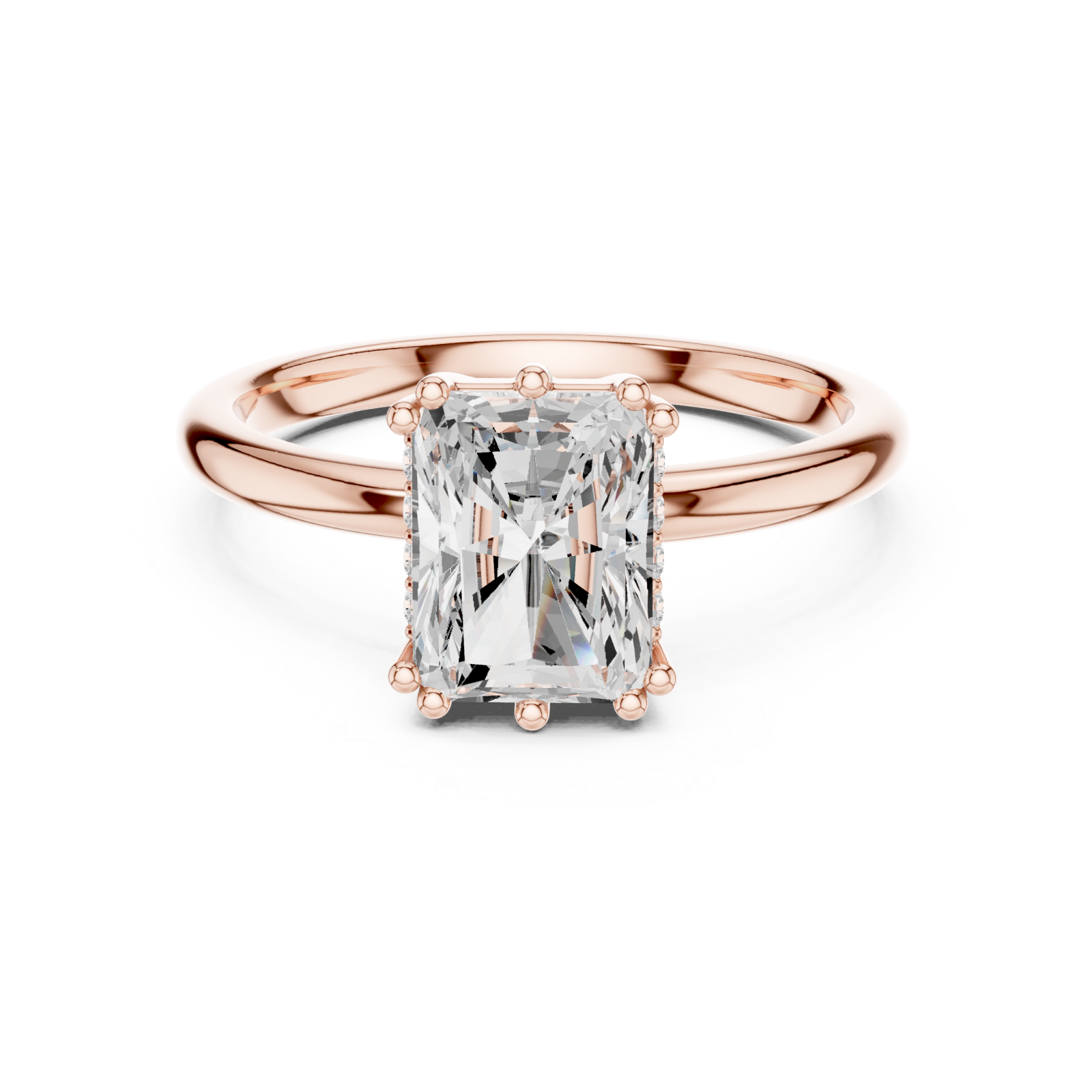  Rose Gold Serene Horizon Solitaire Ring Front View