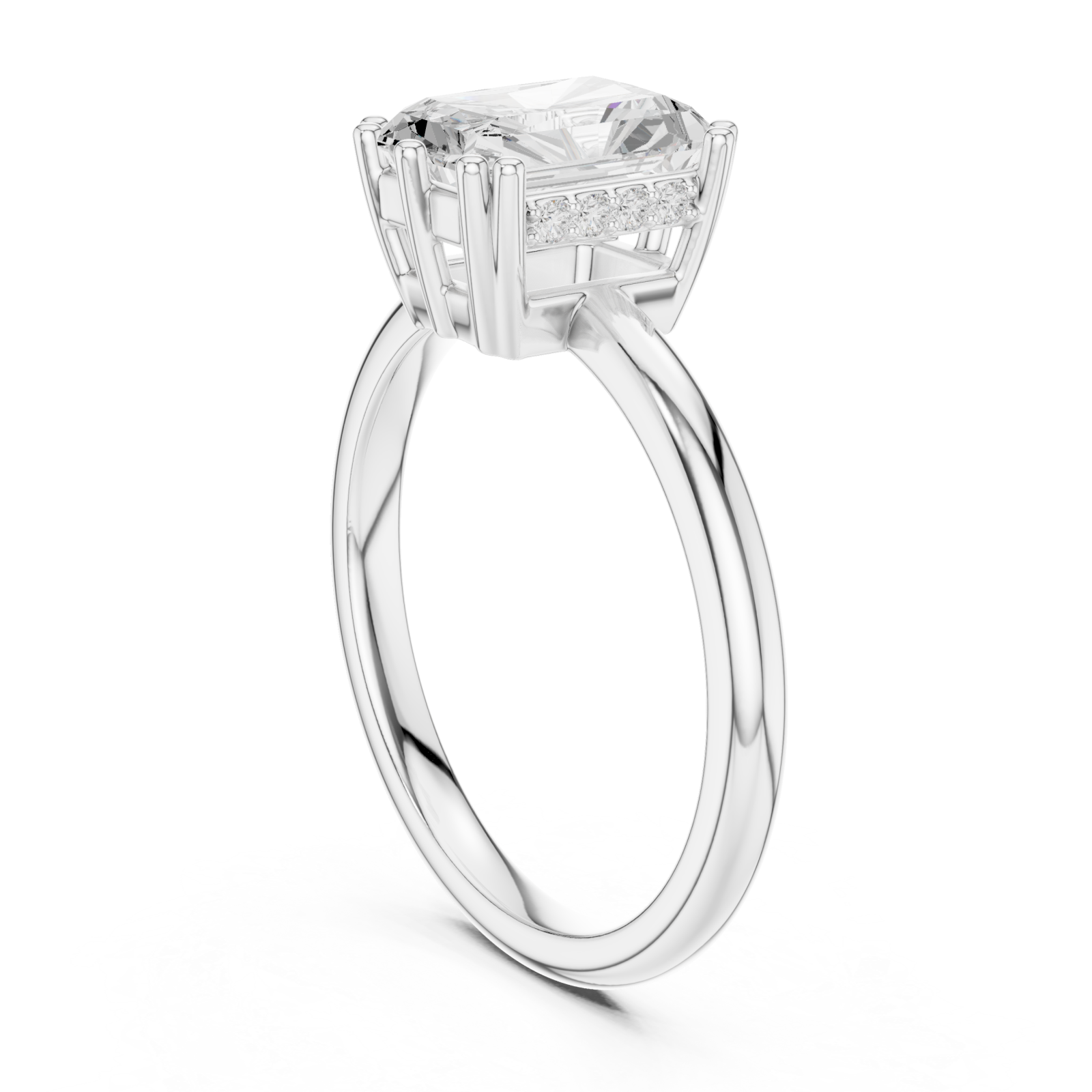  White Gold Serene Horizon Solitaire Ring Left View