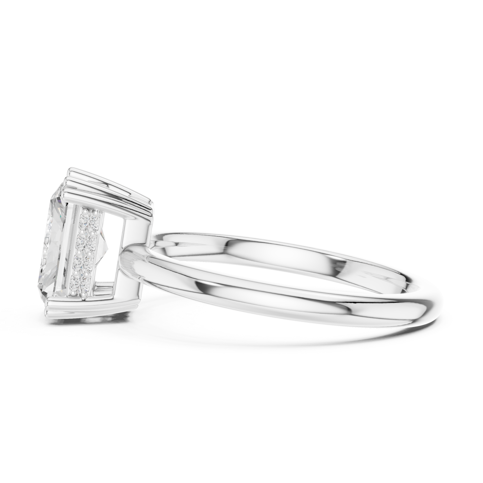  White Gold Serene Horizon Solitaire Ring Side View