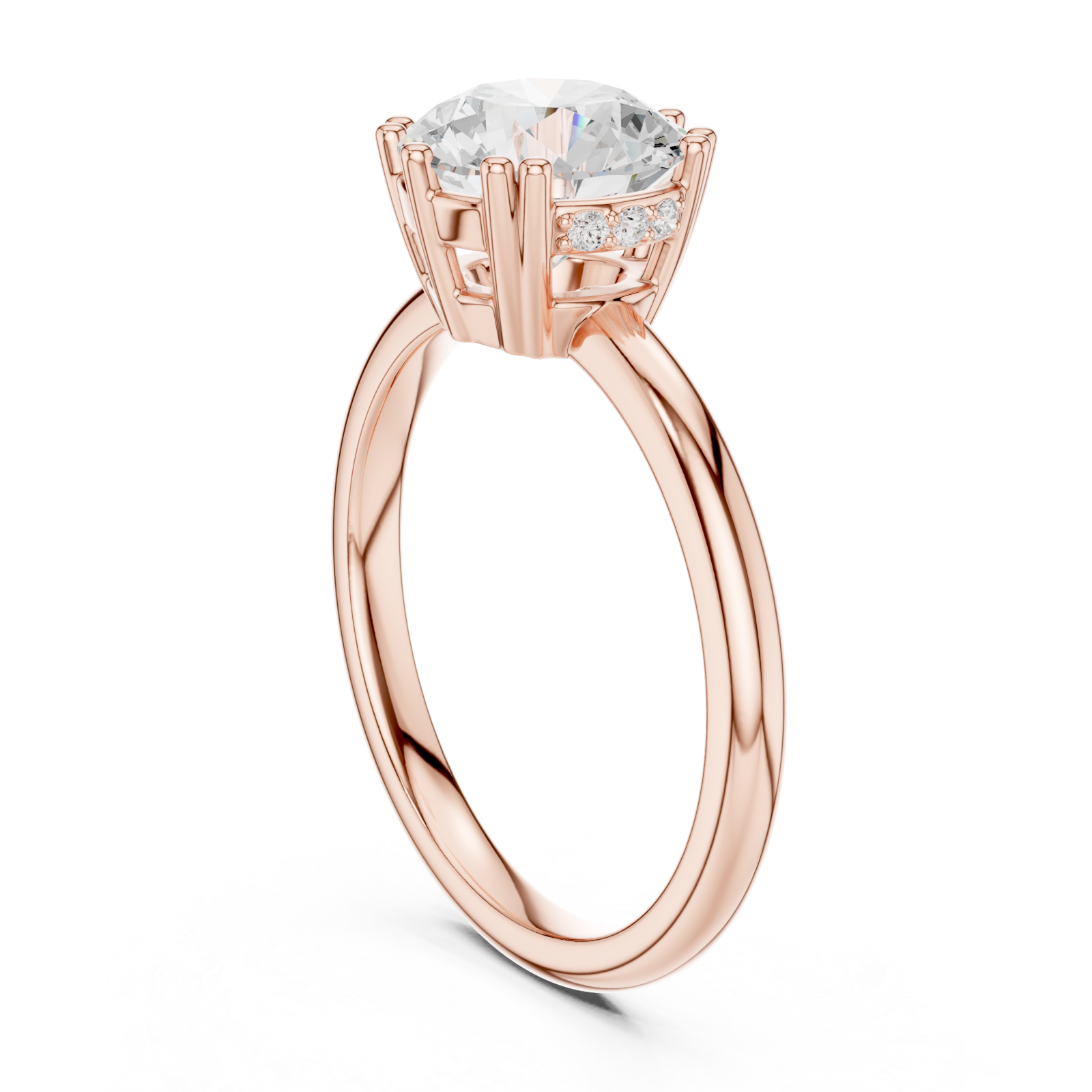  Rose Gold Lumina Crest Petite Solitaire Engagement Ring Left View