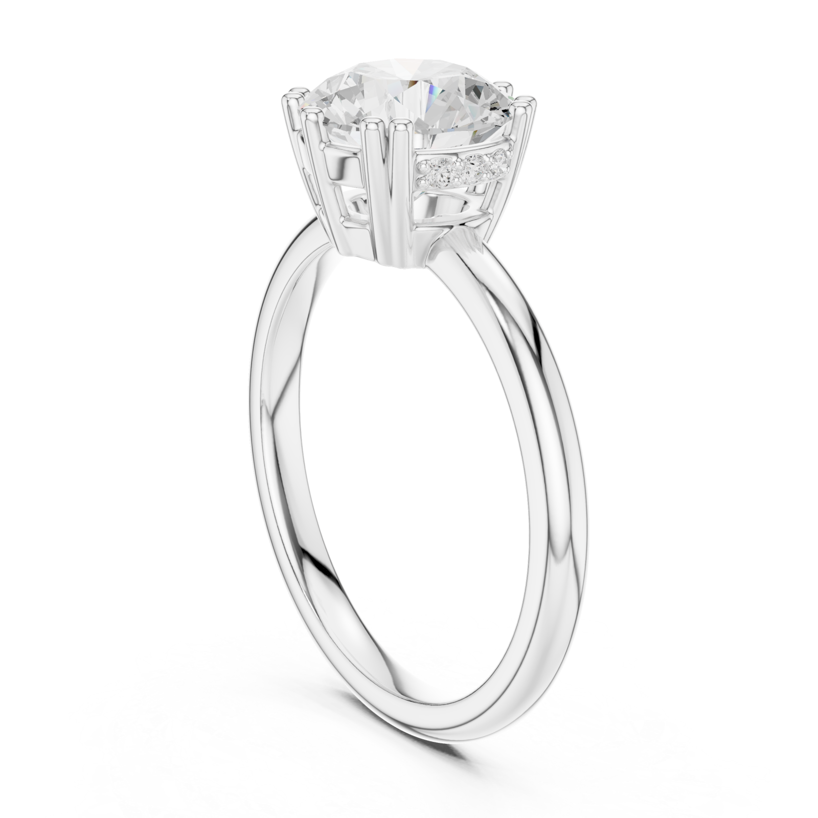  White Gold Lumina Crest Petite Solitaire Engagement Ring Left View
