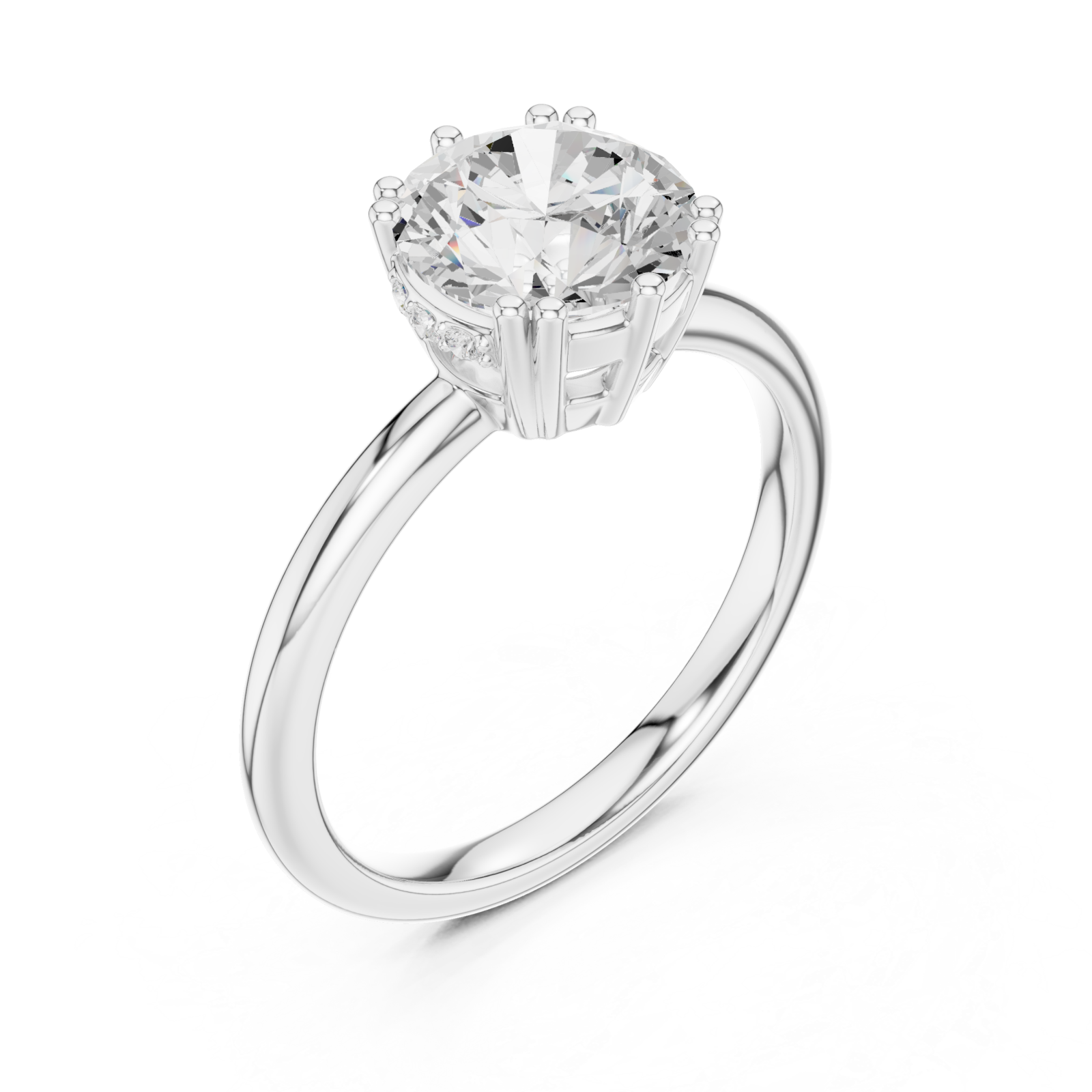  White Gold Lumina Crest Petite Solitaire Engagement Ring Right View