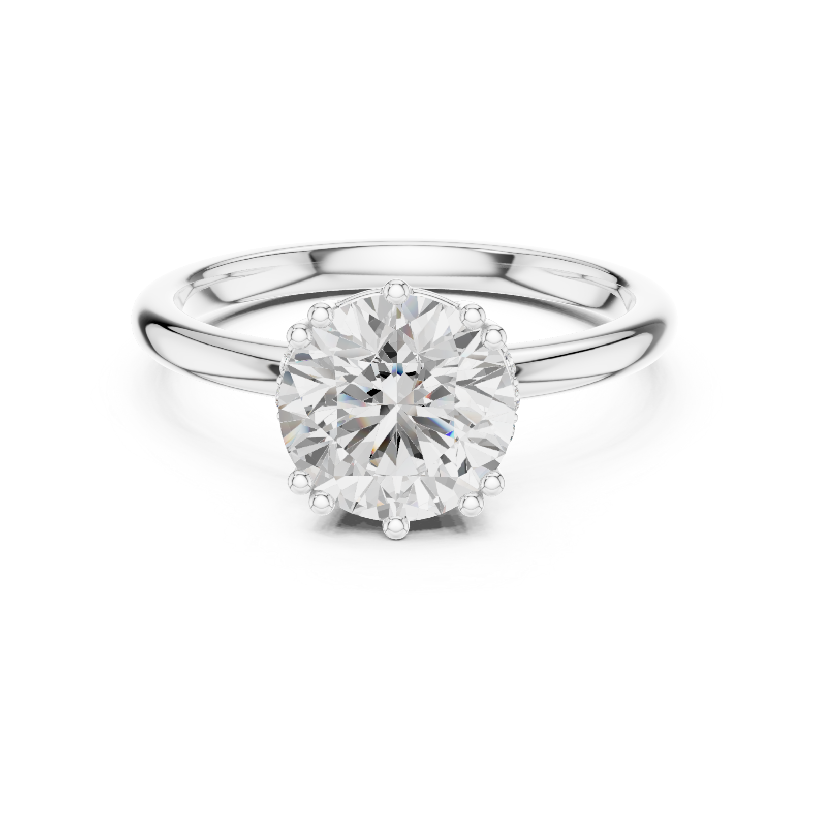  White Gold Lumina Crest Petite Solitaire Engagement Ring Front View