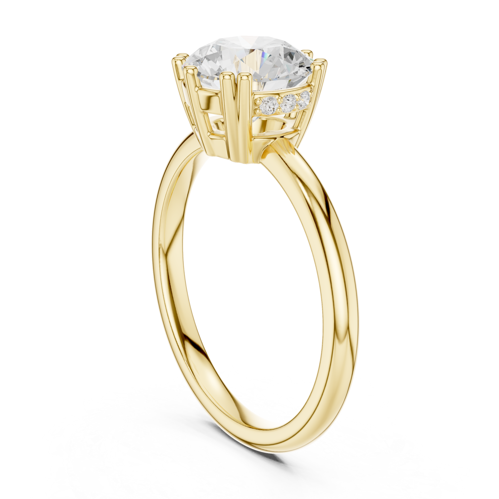  Gold Lumina Crest Petite Solitaire Engagement Ring Left View