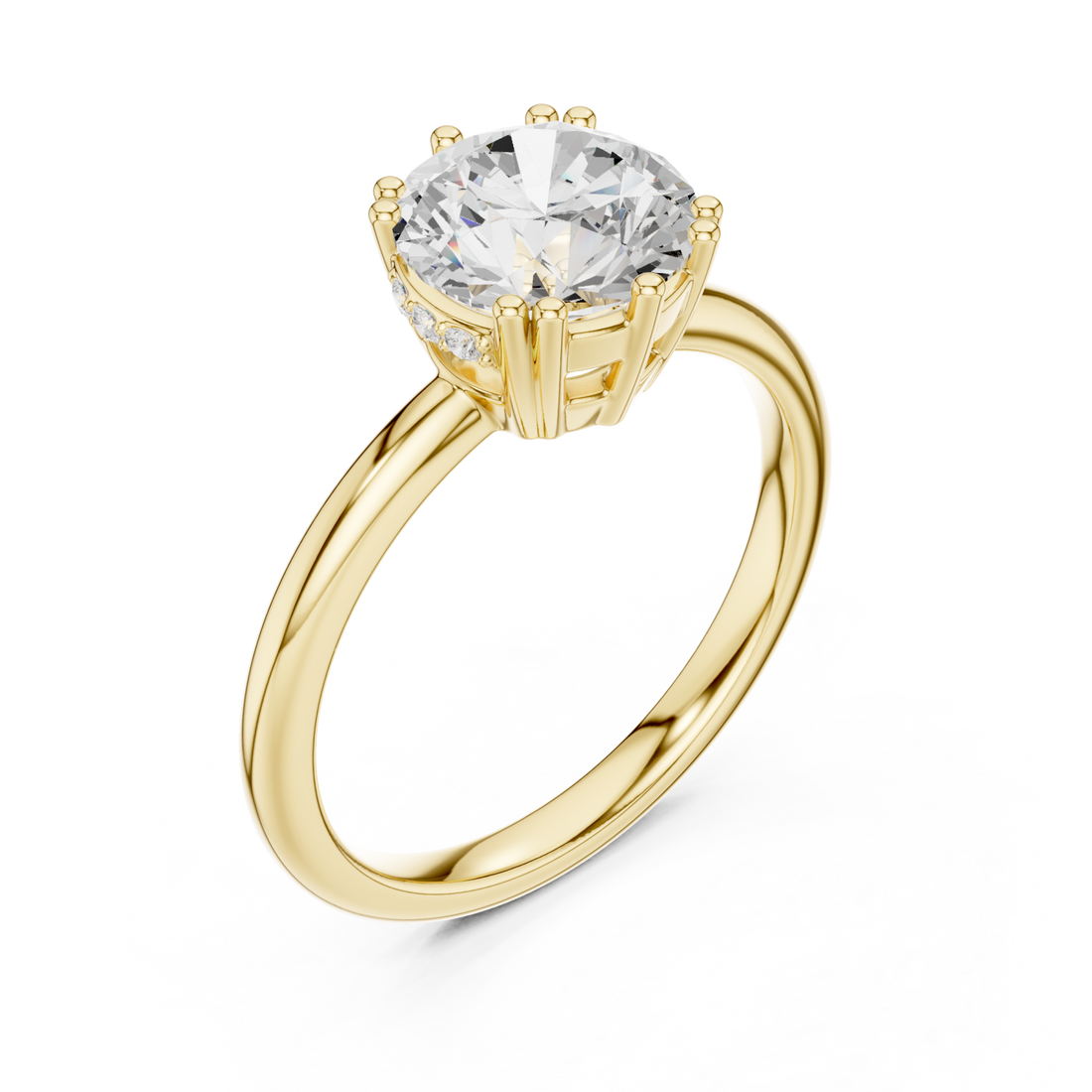 Gold Lumina Crest Petite Solitaire Engagement Ring Right View