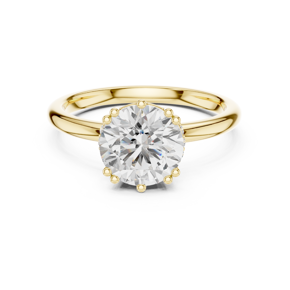 Gold Lumina Crest Petite Solitaire Engagement Ring Right View