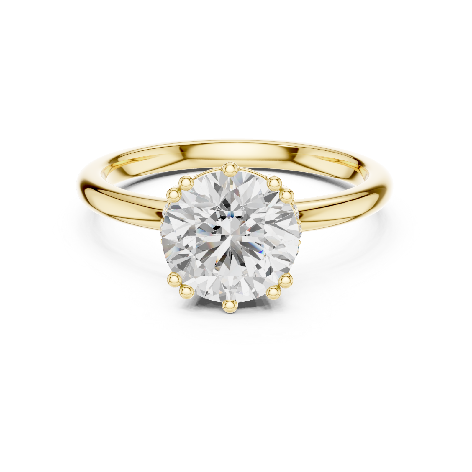  Gold Lumina Crest Petite Solitaire Engagement Ring Front View