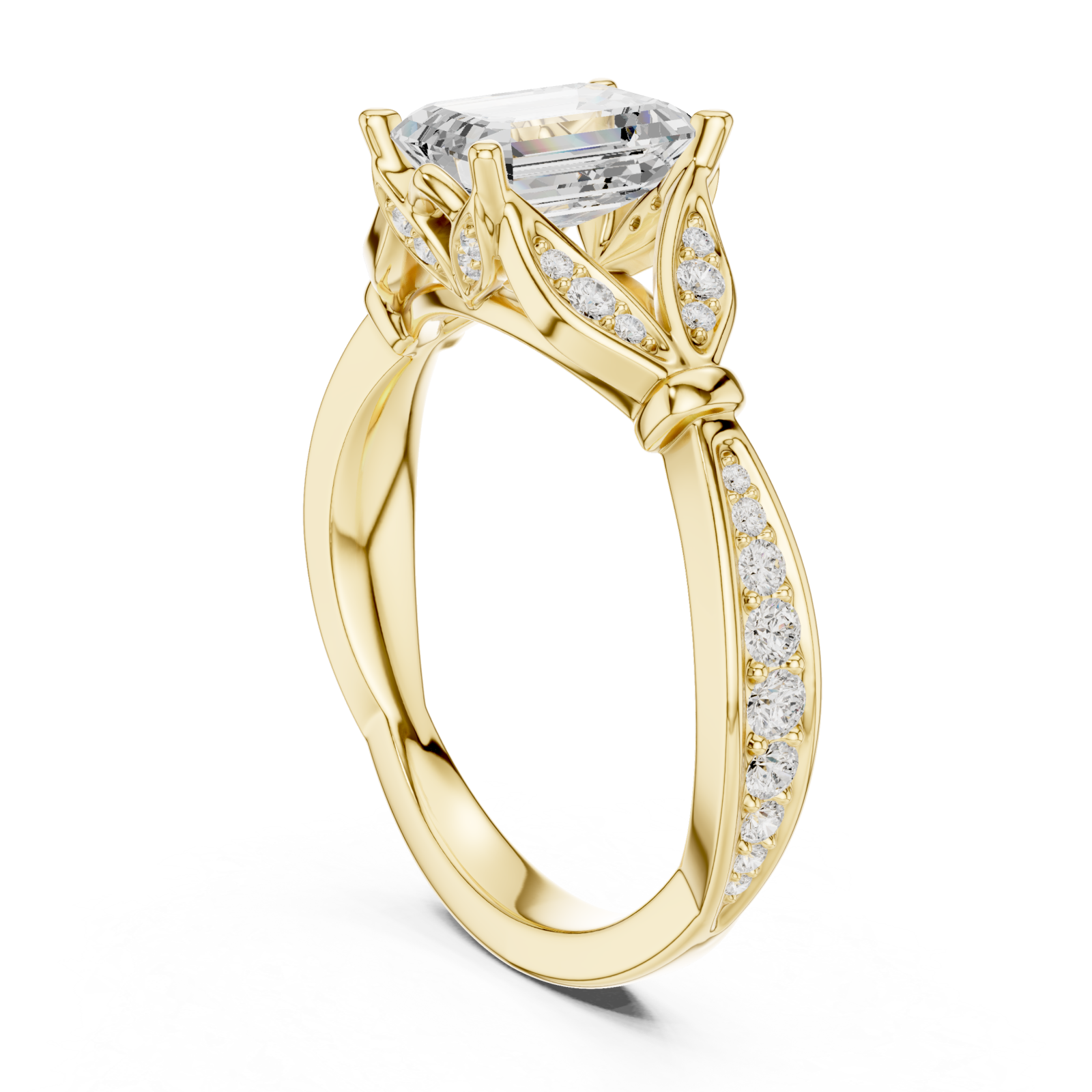  Gold Classic Regal Solitaire Engagement Ring Left View