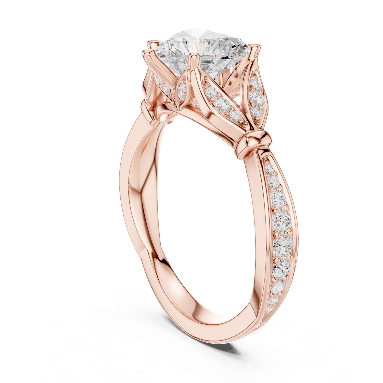  Rose Gold Whispering Garden Trio Band Ring Left View