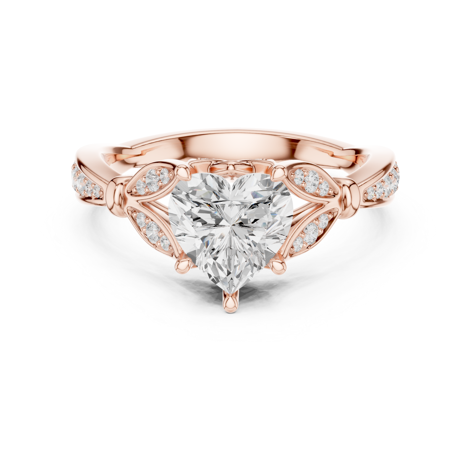  Rose Gold Whispering Garden Trio Band Ring Front View