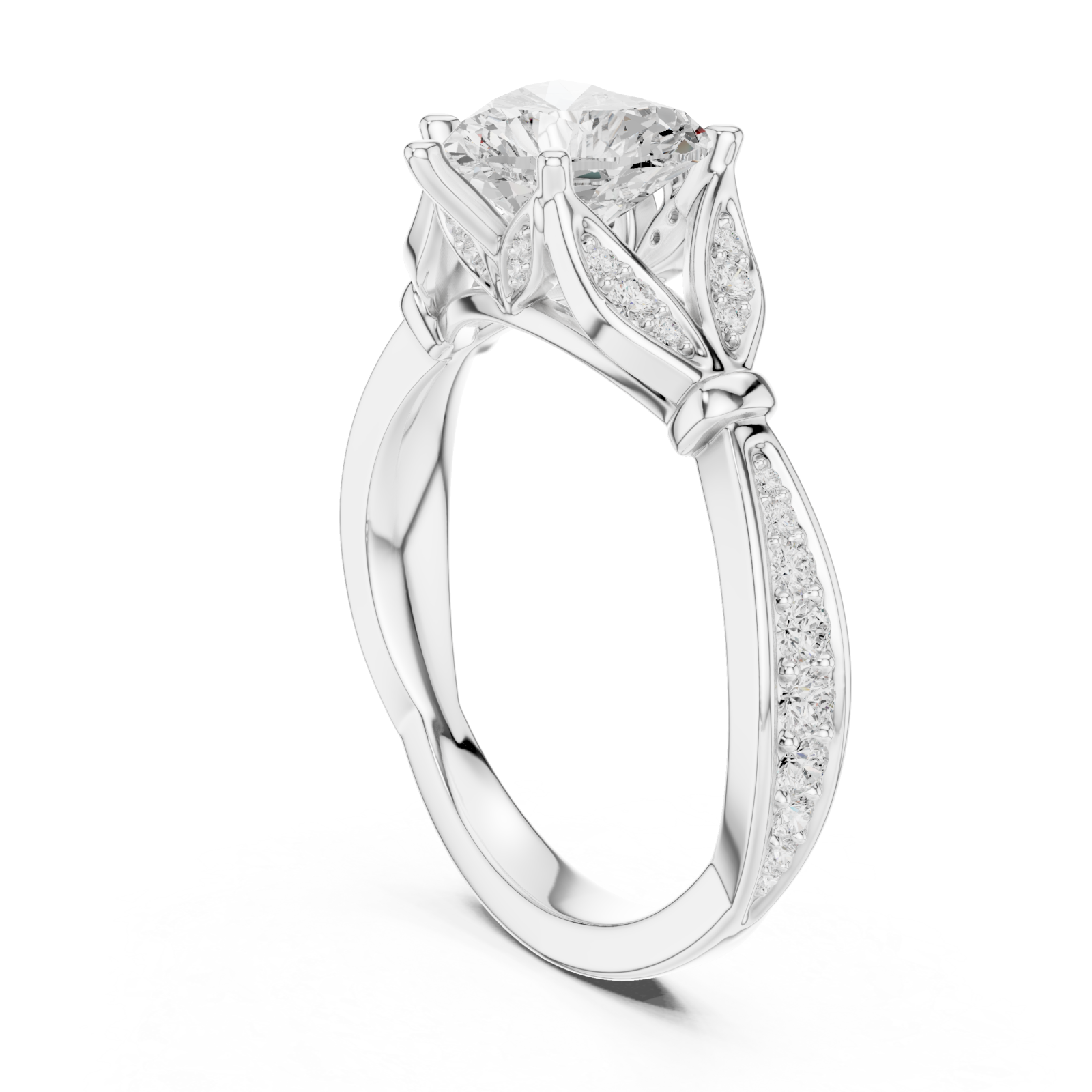  White Gold Whispering Garden Trio Band Ring Left View