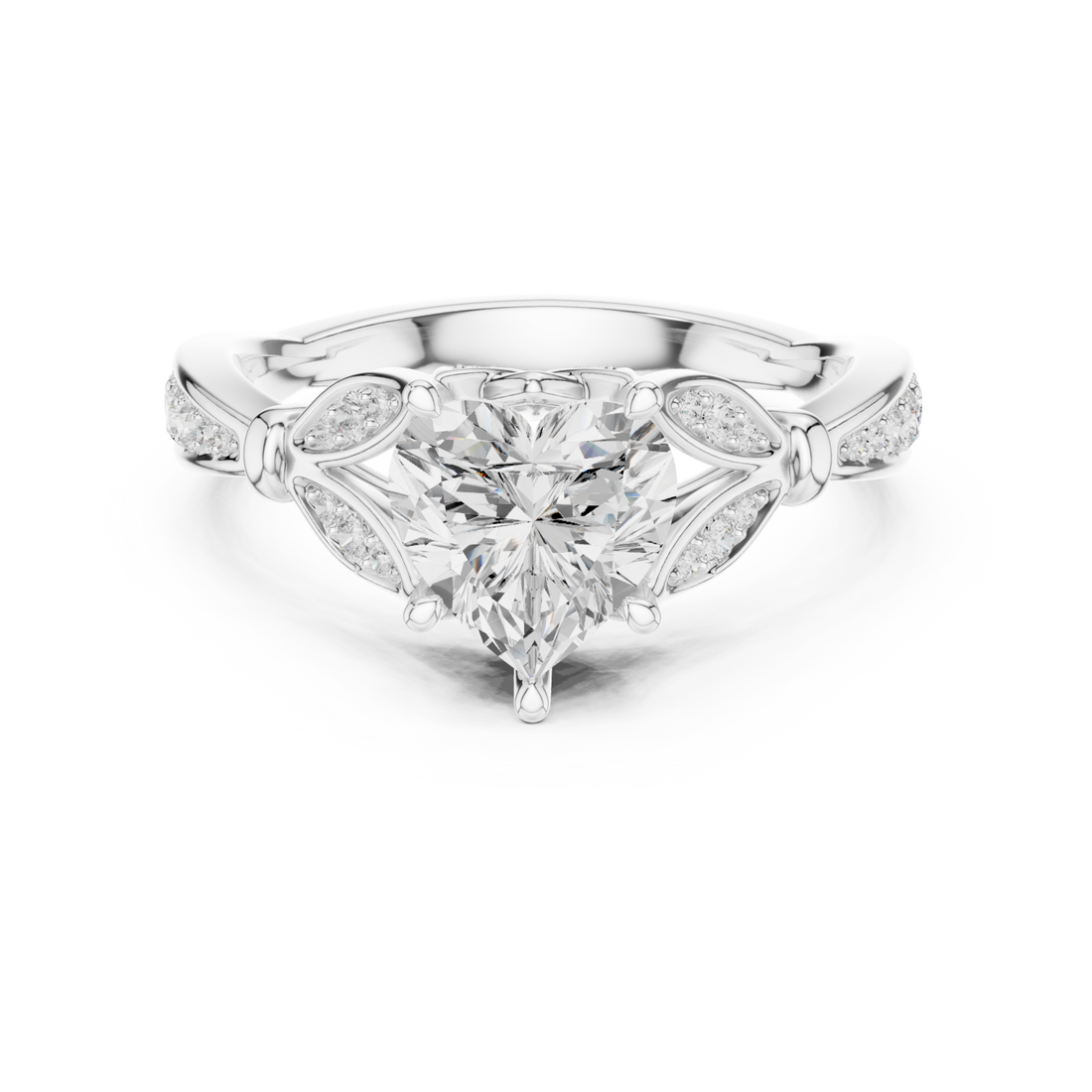  White Gold Whispering Garden Trio Band Ring Right View