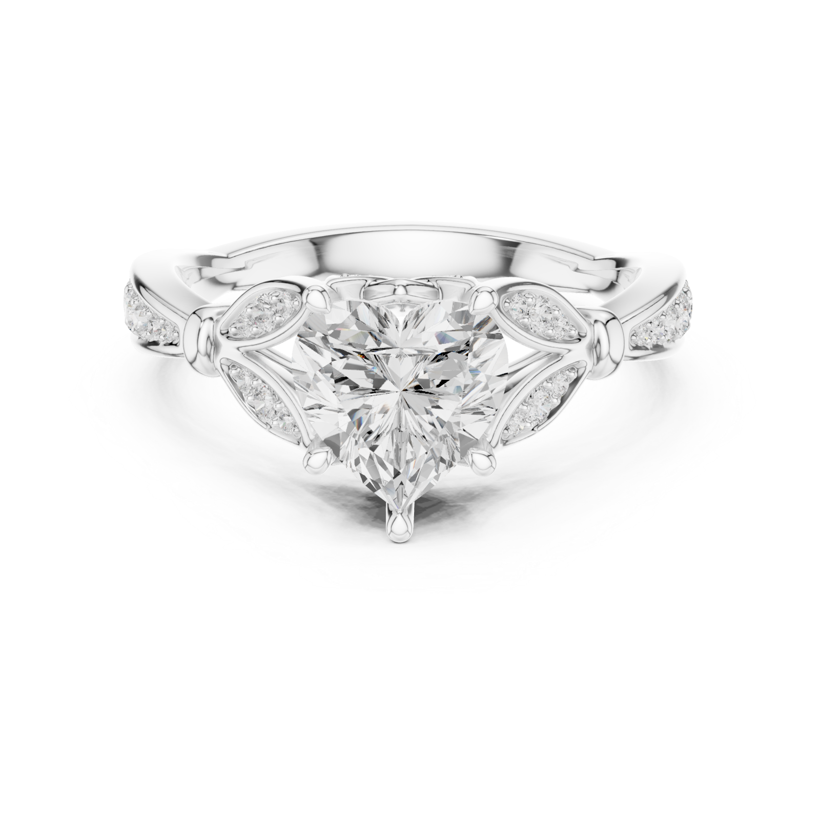  White Gold Whispering Garden Trio Band Ring Front View