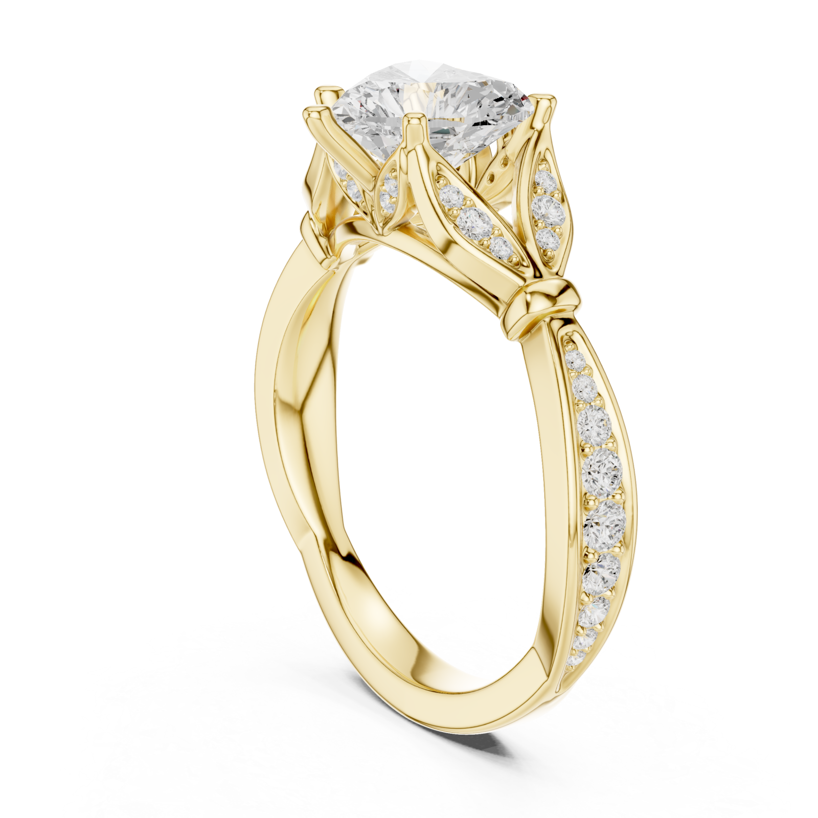  Gold Whispering Garden Trio Band Ring Left View
