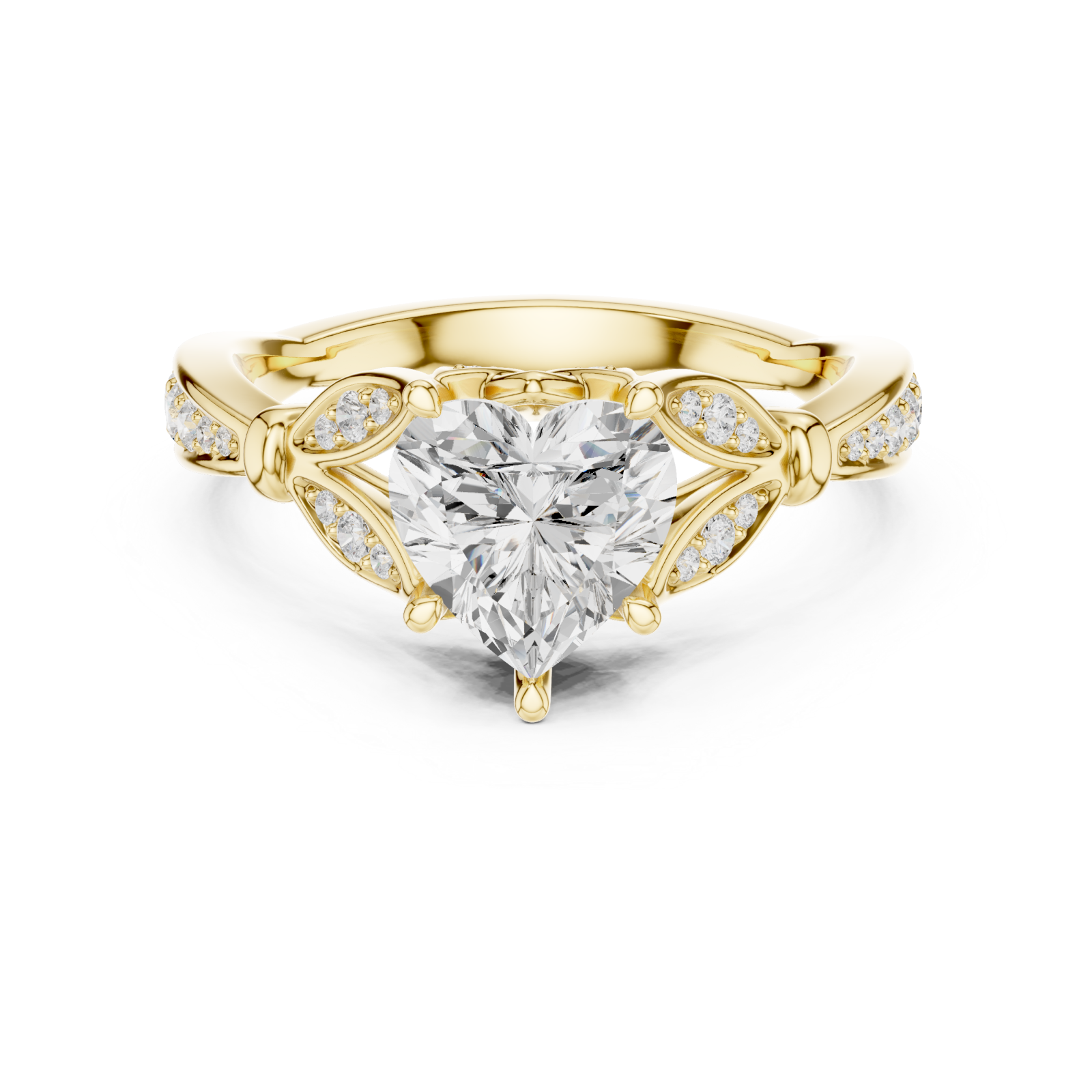 Gold Whispering Garden Trio Band Ring Front View