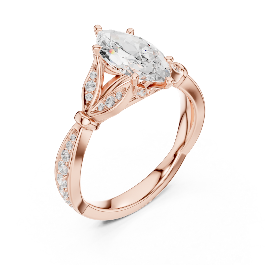  Rose Gold Orchid Dream Solitaire Cocktail Ring Right View