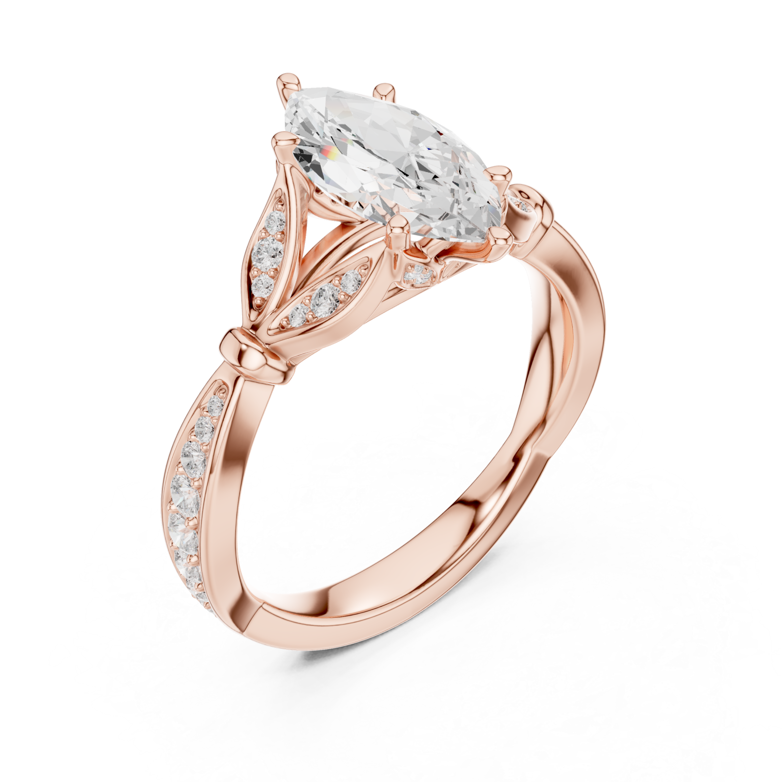  Rose Gold Orchid Dream Solitaire Cocktail Ring Right View