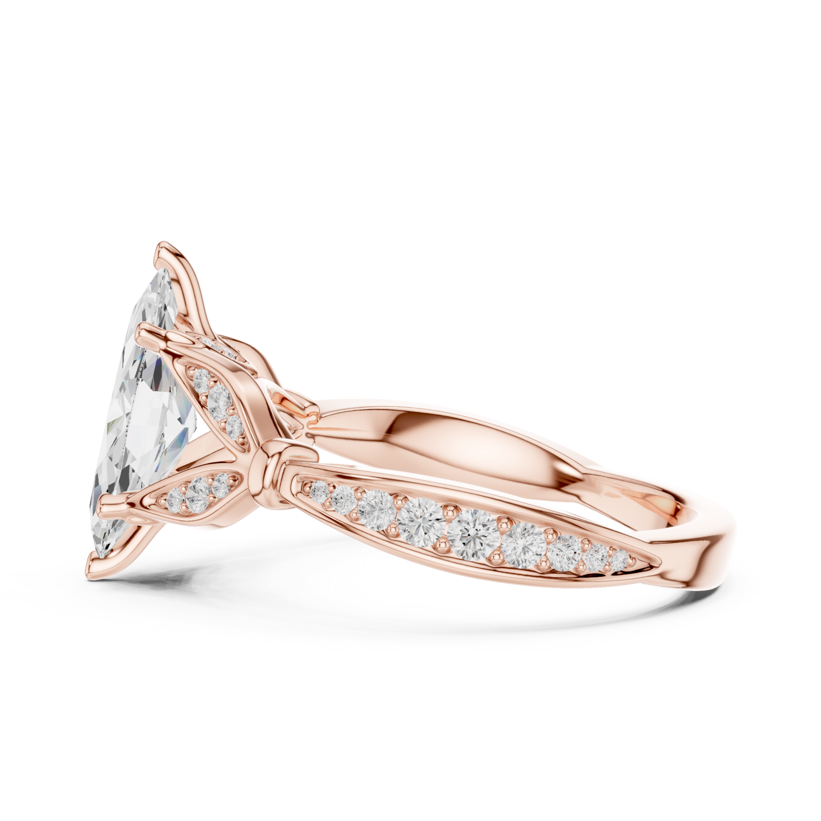  Rose Gold Orchid Dream Solitaire Cocktail Ring Side View