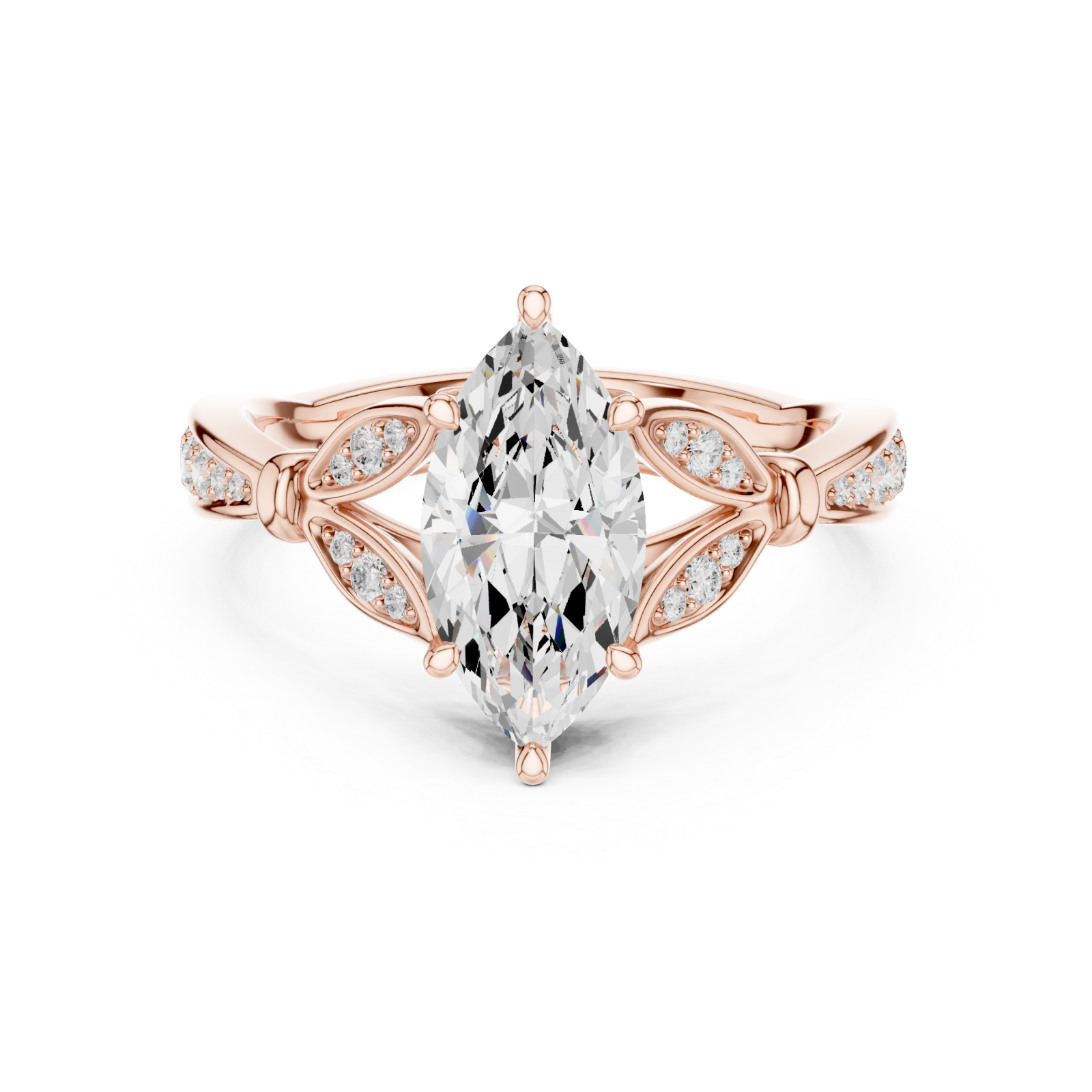  Rose Gold Orchid Dream Solitaire Cocktail Ring Front View