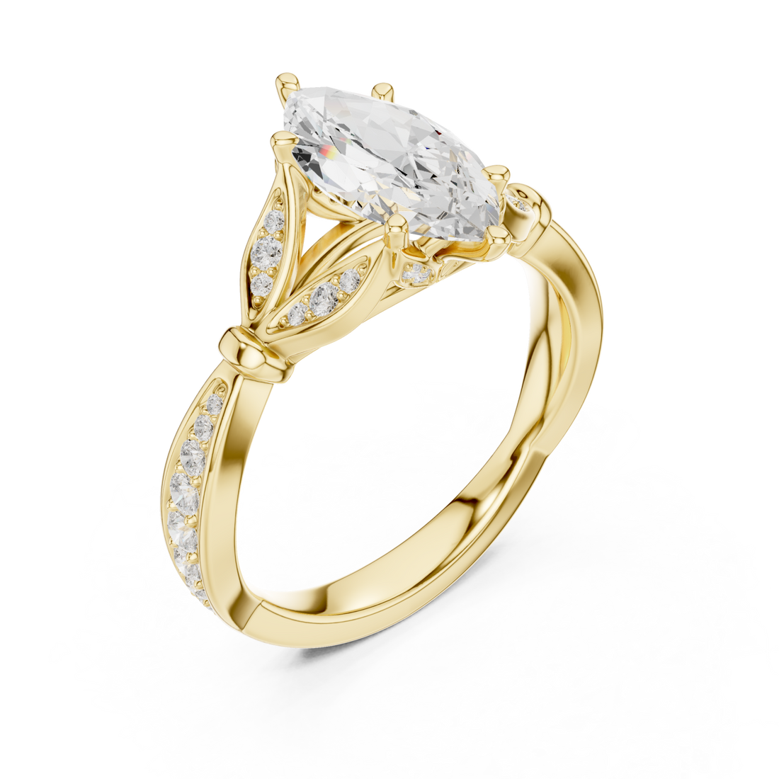 Gold Orchid Dream Solitaire Cocktail Ring Right View