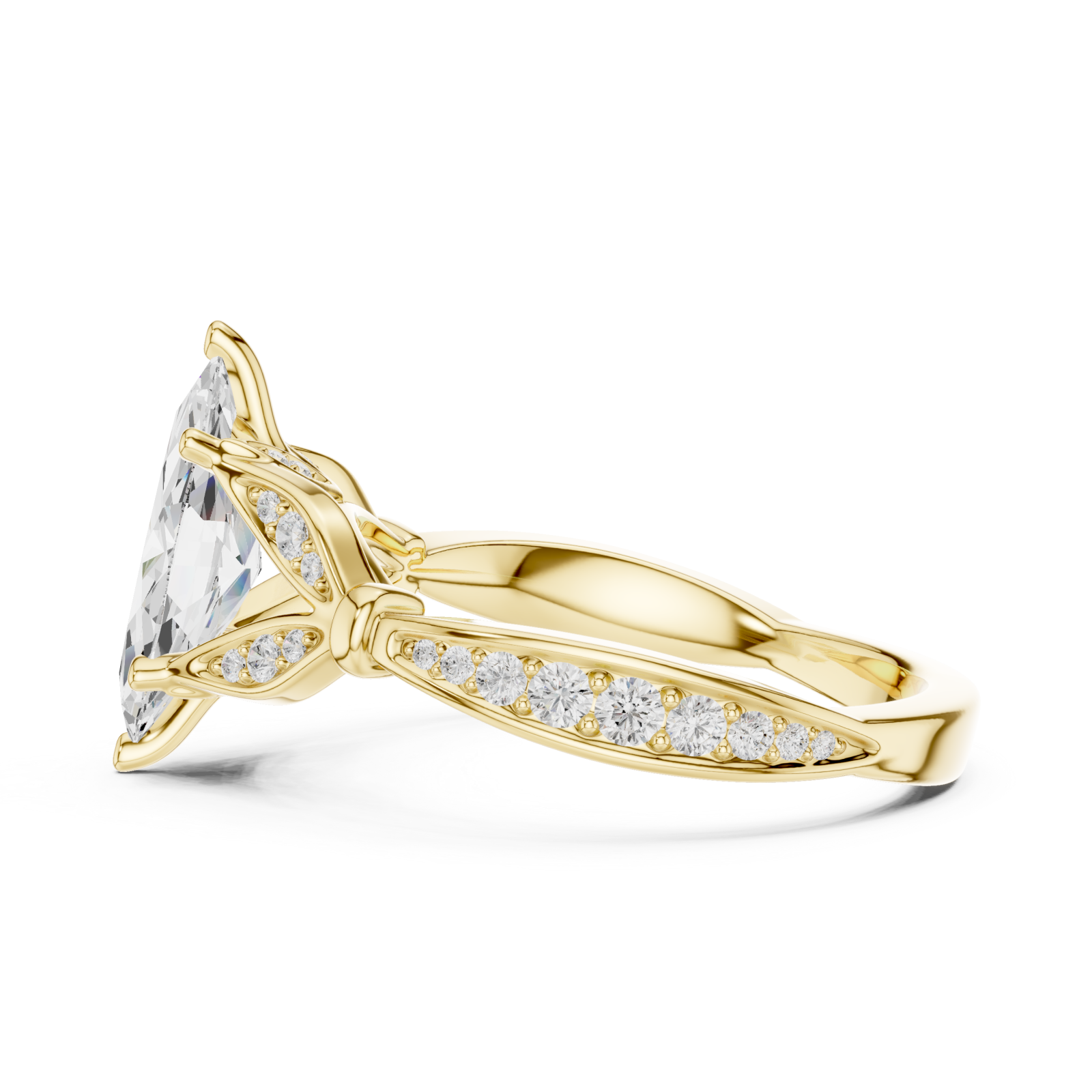  Gold Orchid Dream Solitaire Cocktail Ring Side View