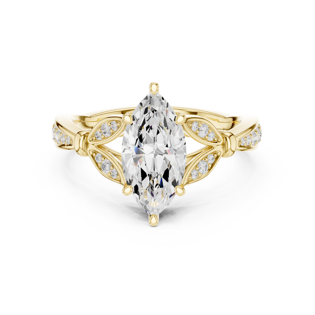 Gold Orchid Dream Solitaire Cocktail Ring Right View