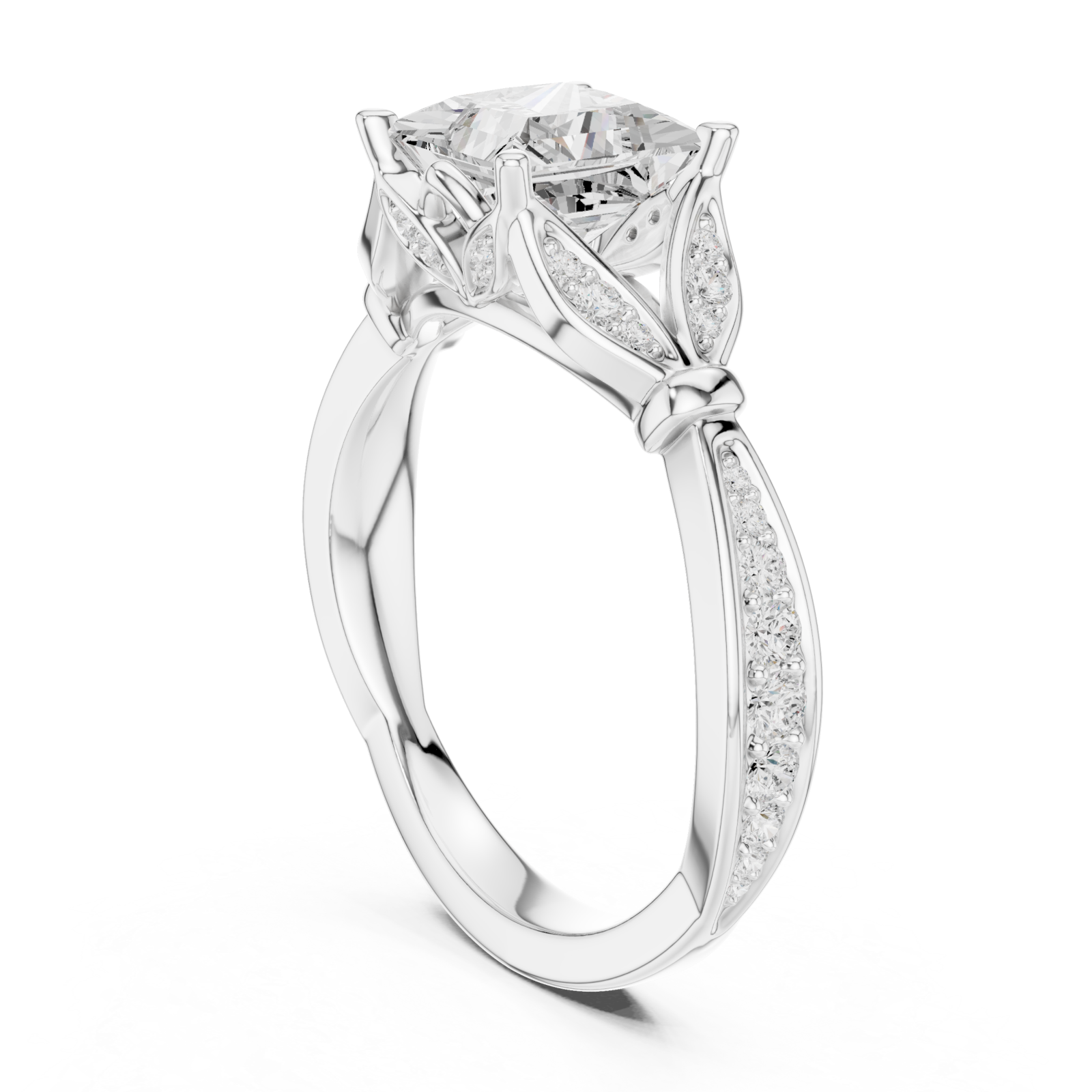  White Gold Victorian Grace Deco Statement Ring Left View