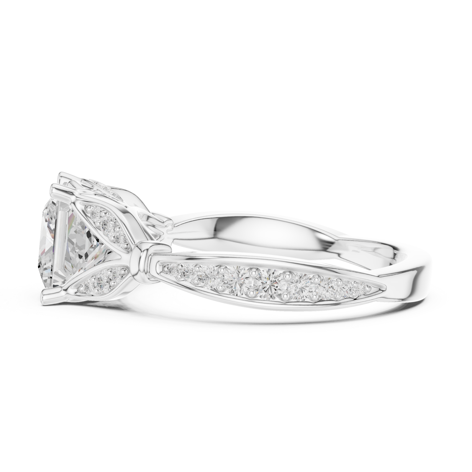  White Gold Victorian Grace Deco Statement Ring Side View